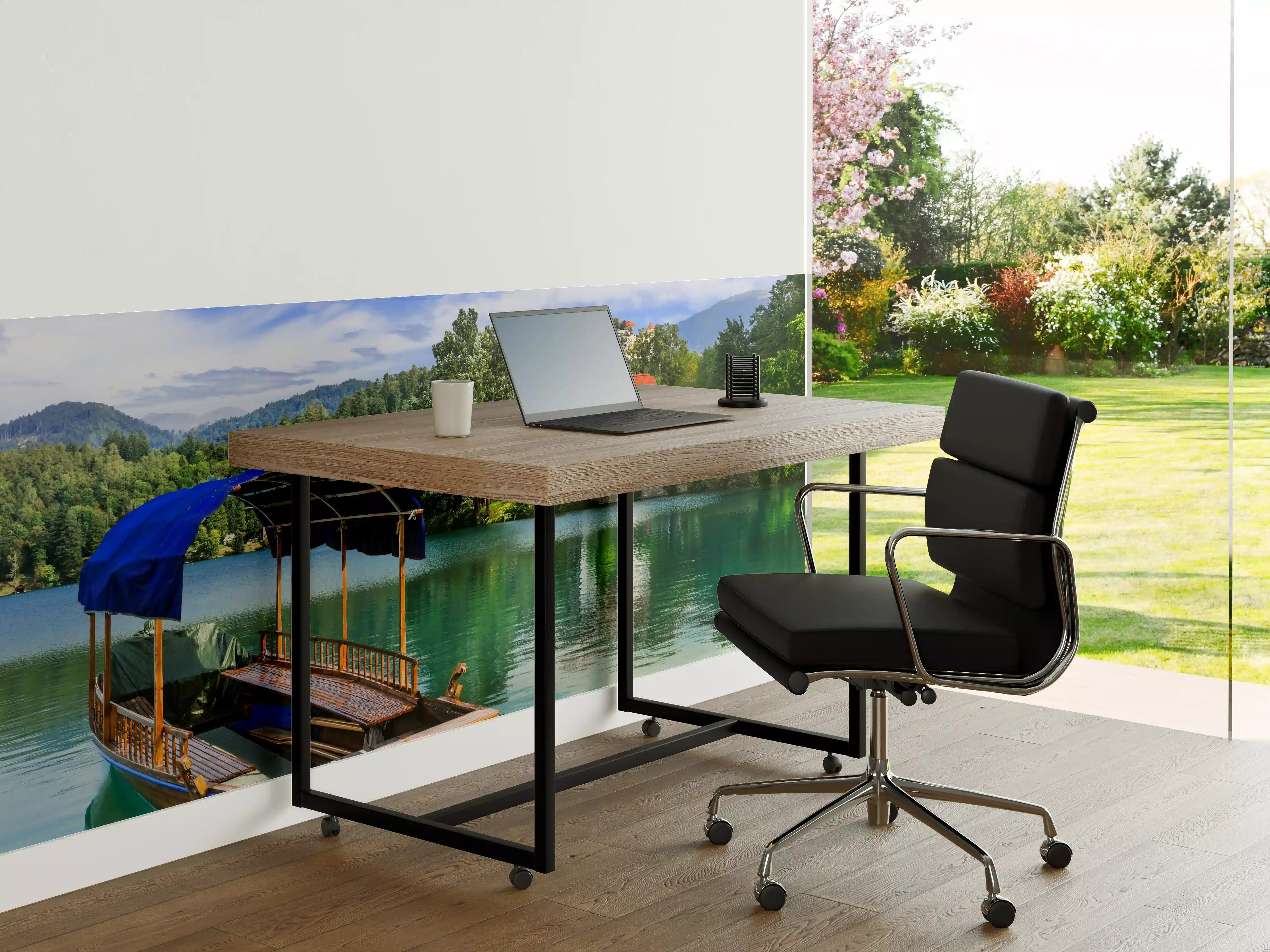 Büro Wandgestaltung - Bled See mit Holzboot