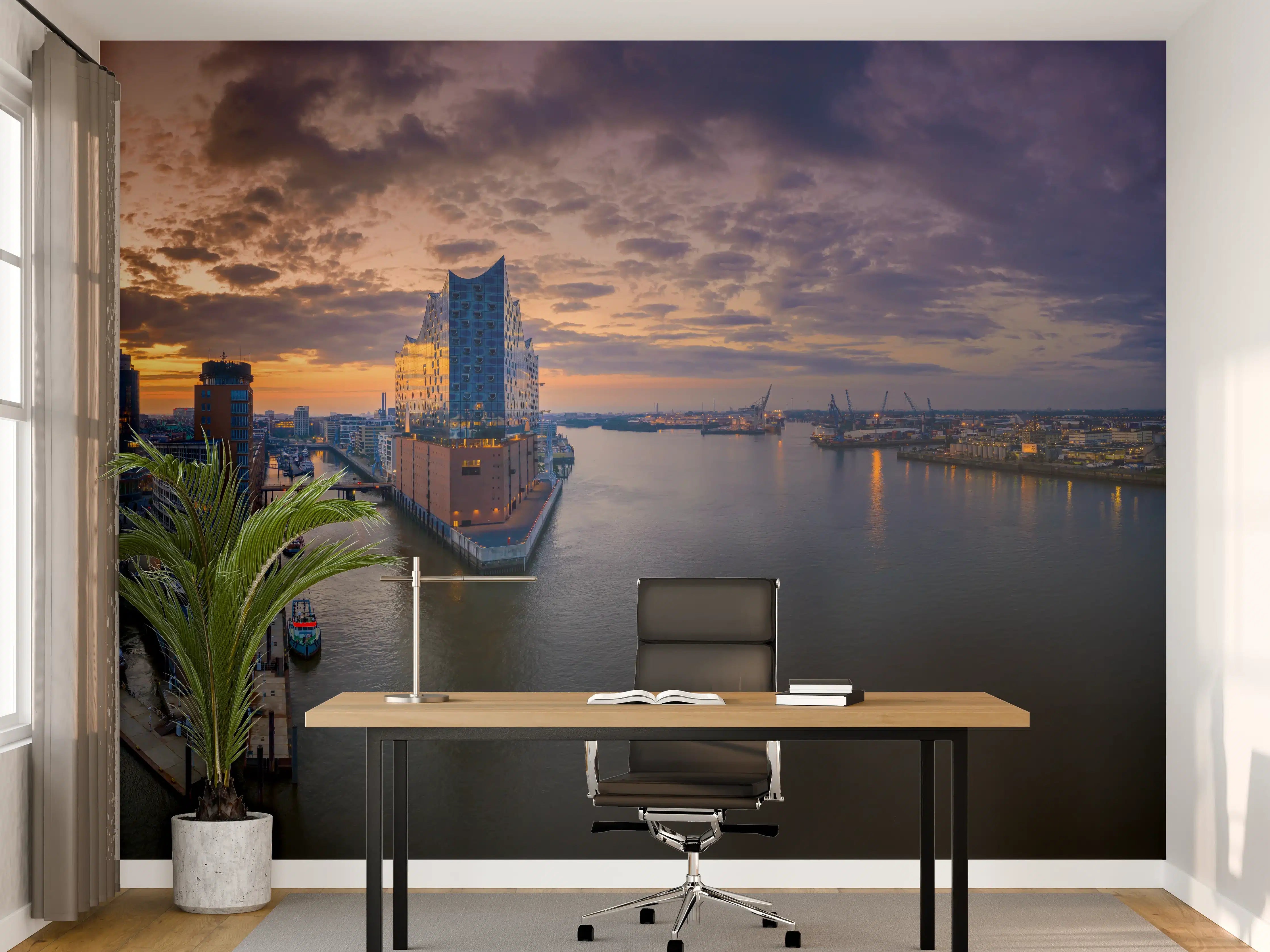 Büro Wandgestaltung - Blick auf die Elbphilharmonie - Hamburg