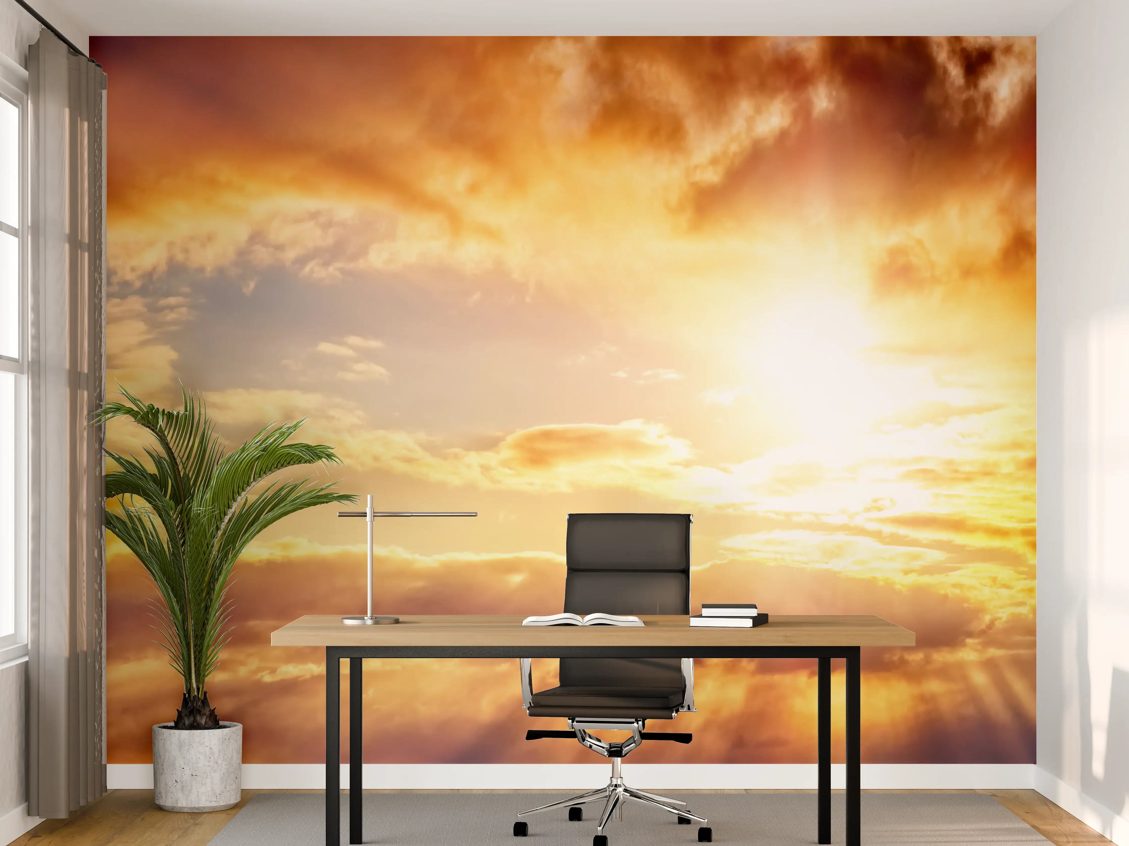 Büro Wandgestaltung - Blick zum schönen Sonnenuntergang
