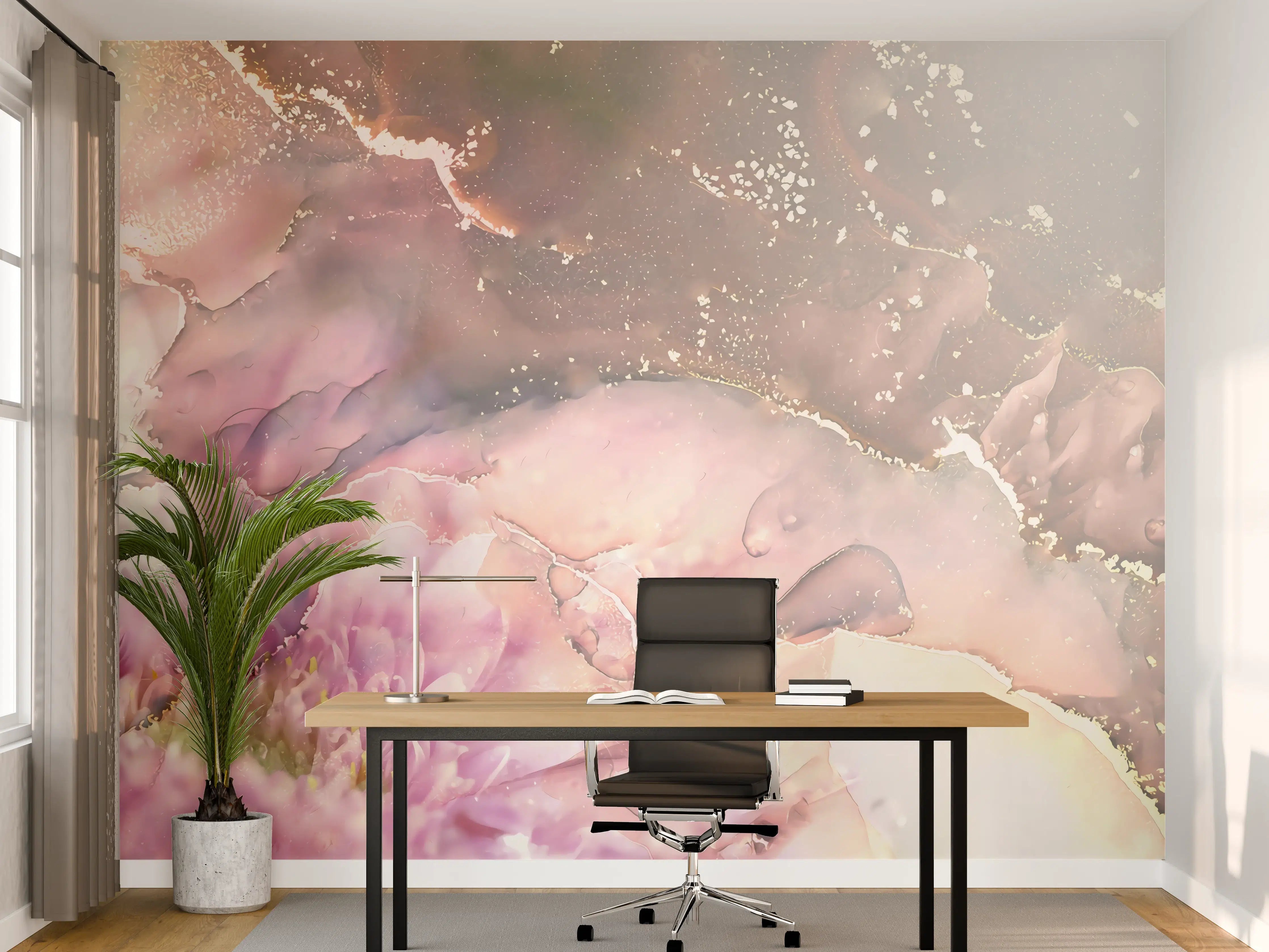Büro Wandgestaltung - Blühende Pastell-Marmor-Textur