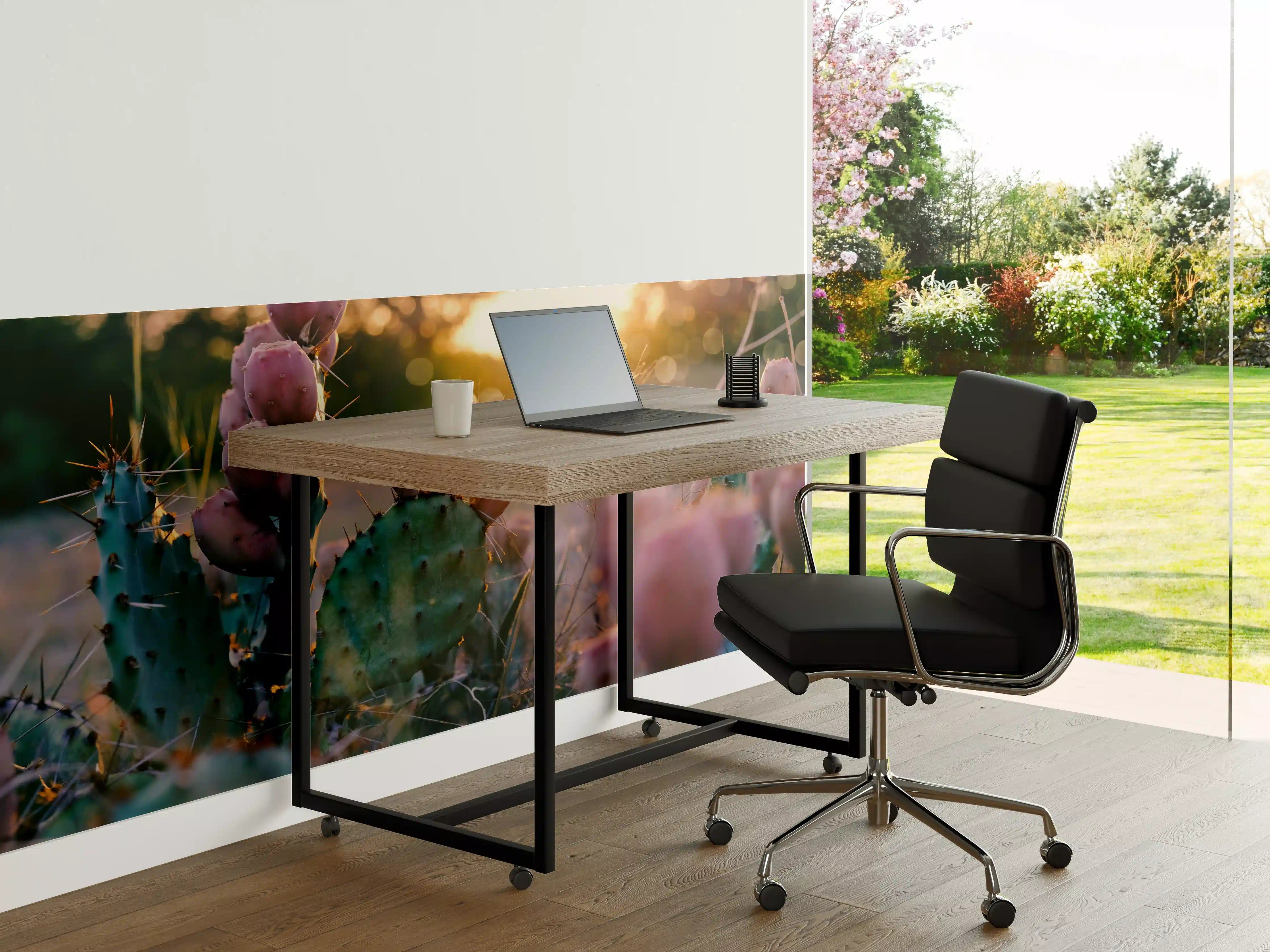Büro Wandgestaltung - Blühender Kaktus bei Sonnenuntergang 