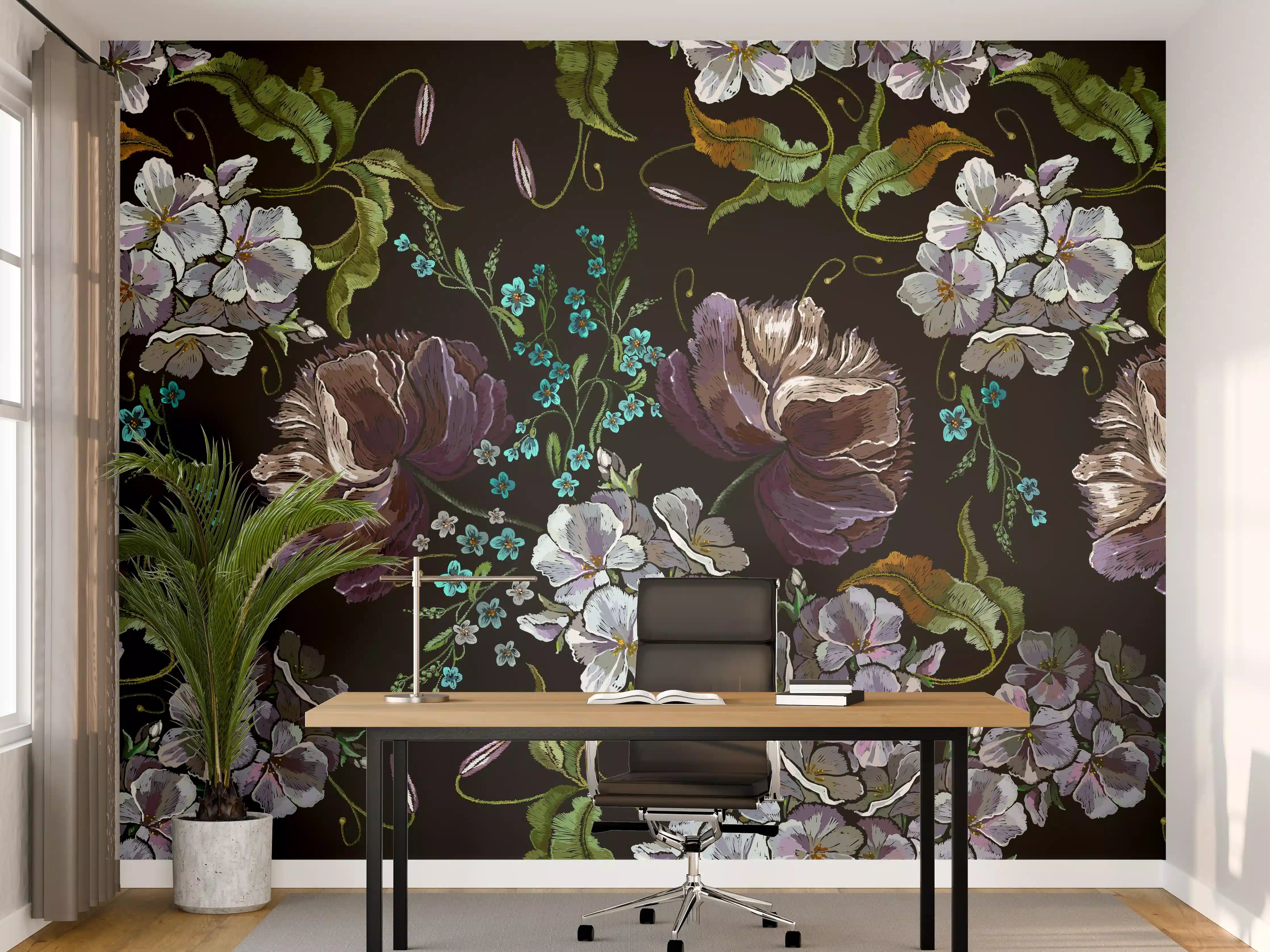 Büro Wandgestaltung - Blüten in der Nacht