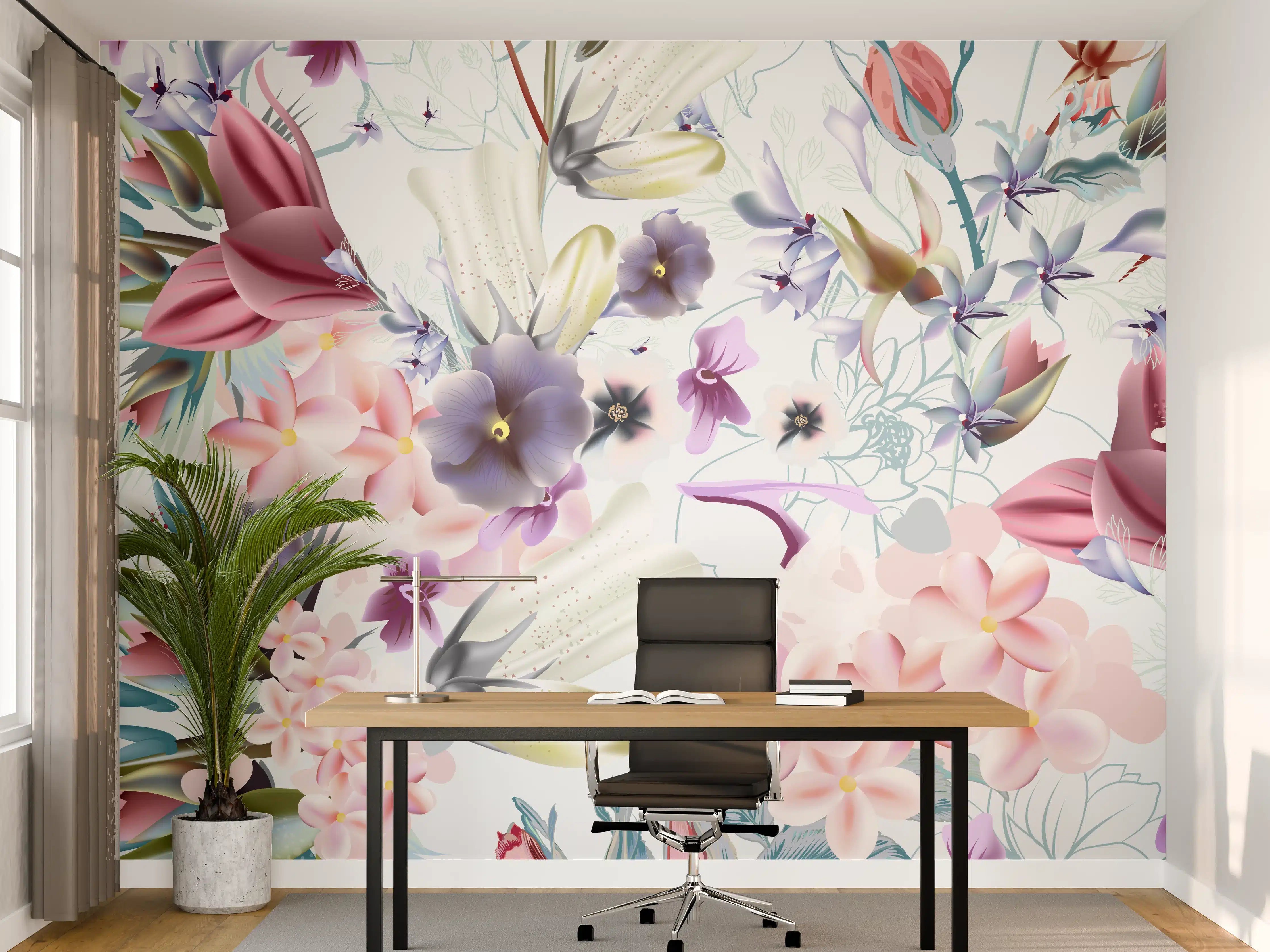 Büro Wandgestaltung - Blütenexplosion - Aquarell