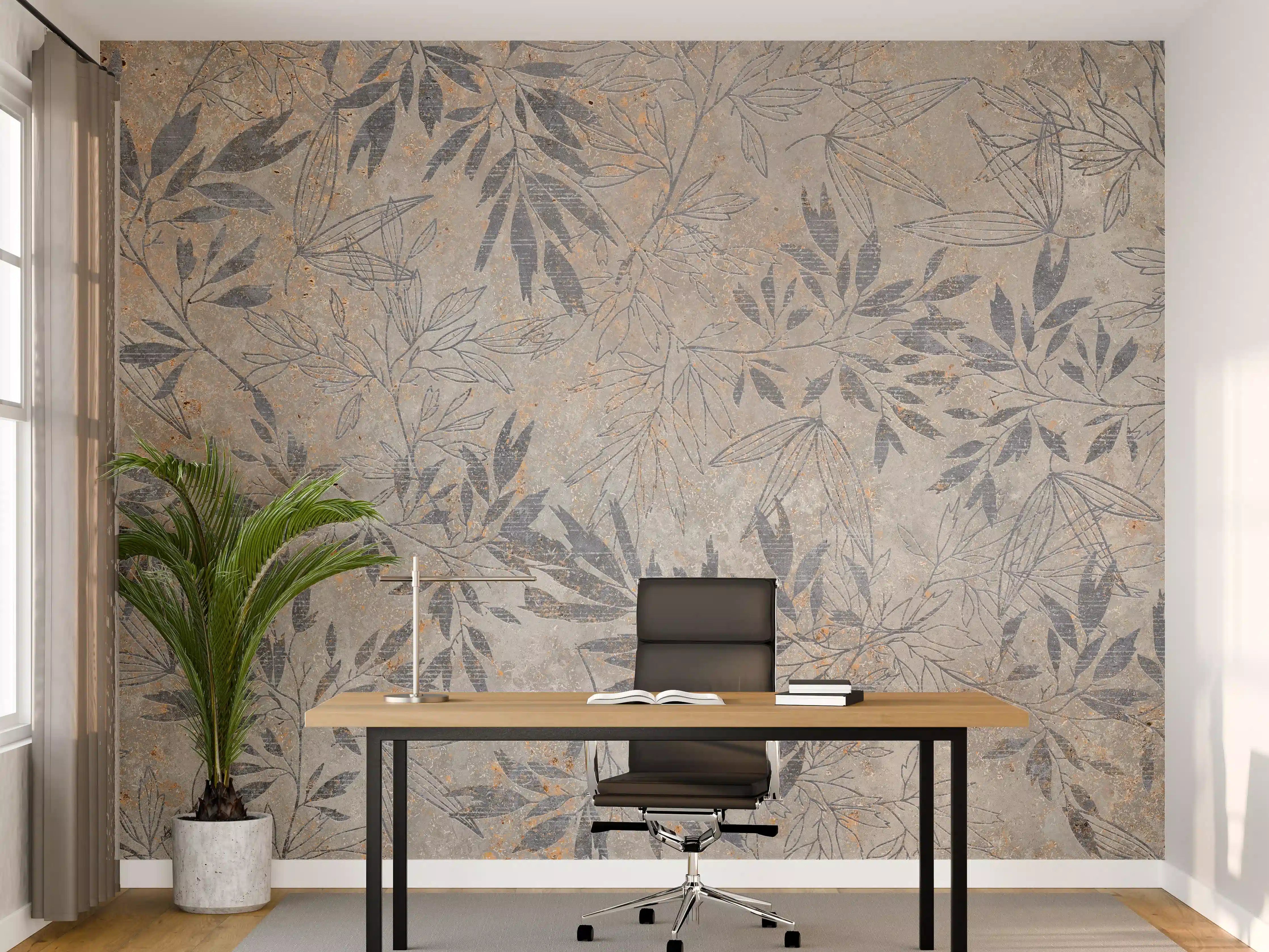 Büro Wandgestaltung - Blumen auf alten weißen Wandhintergrund