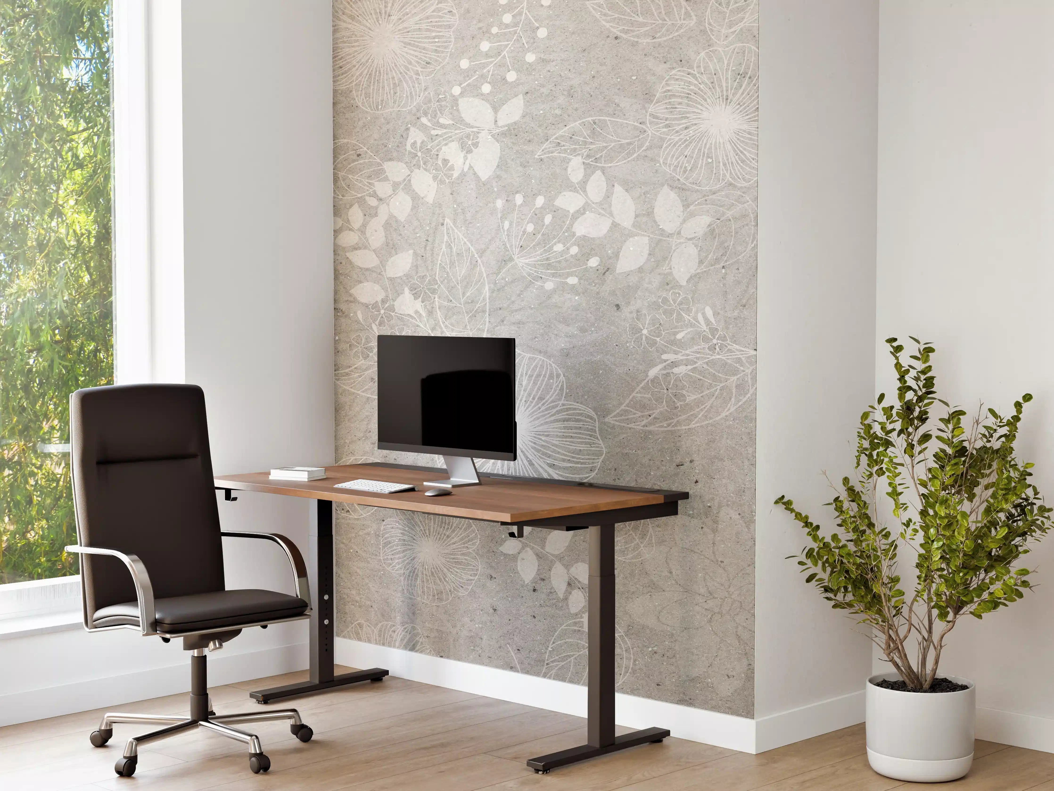 Büro Wandgestaltung - Blumen auf grauem Beton