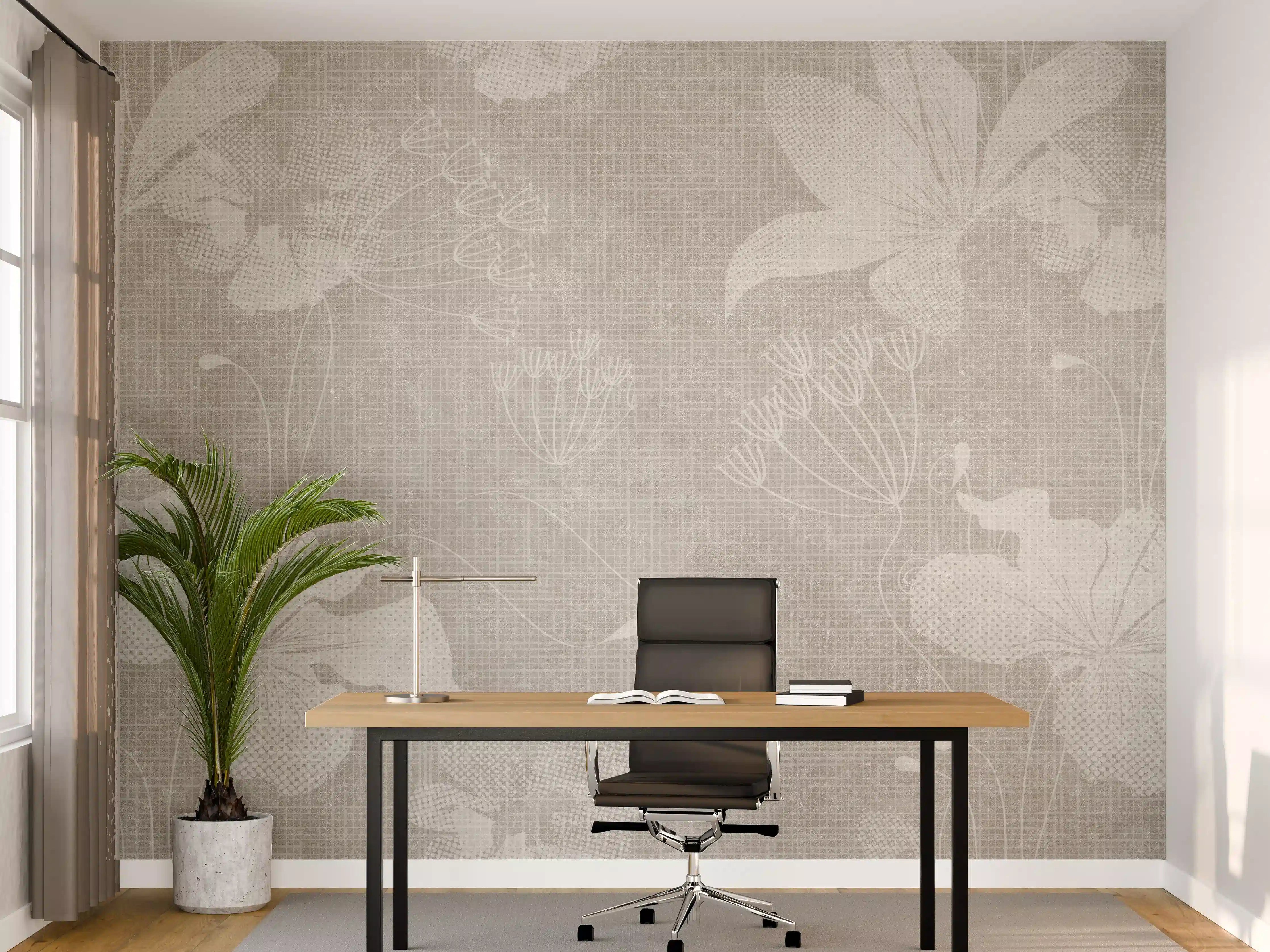 Büro Wandgestaltung - Blumen auf weißem Wandhintergrund