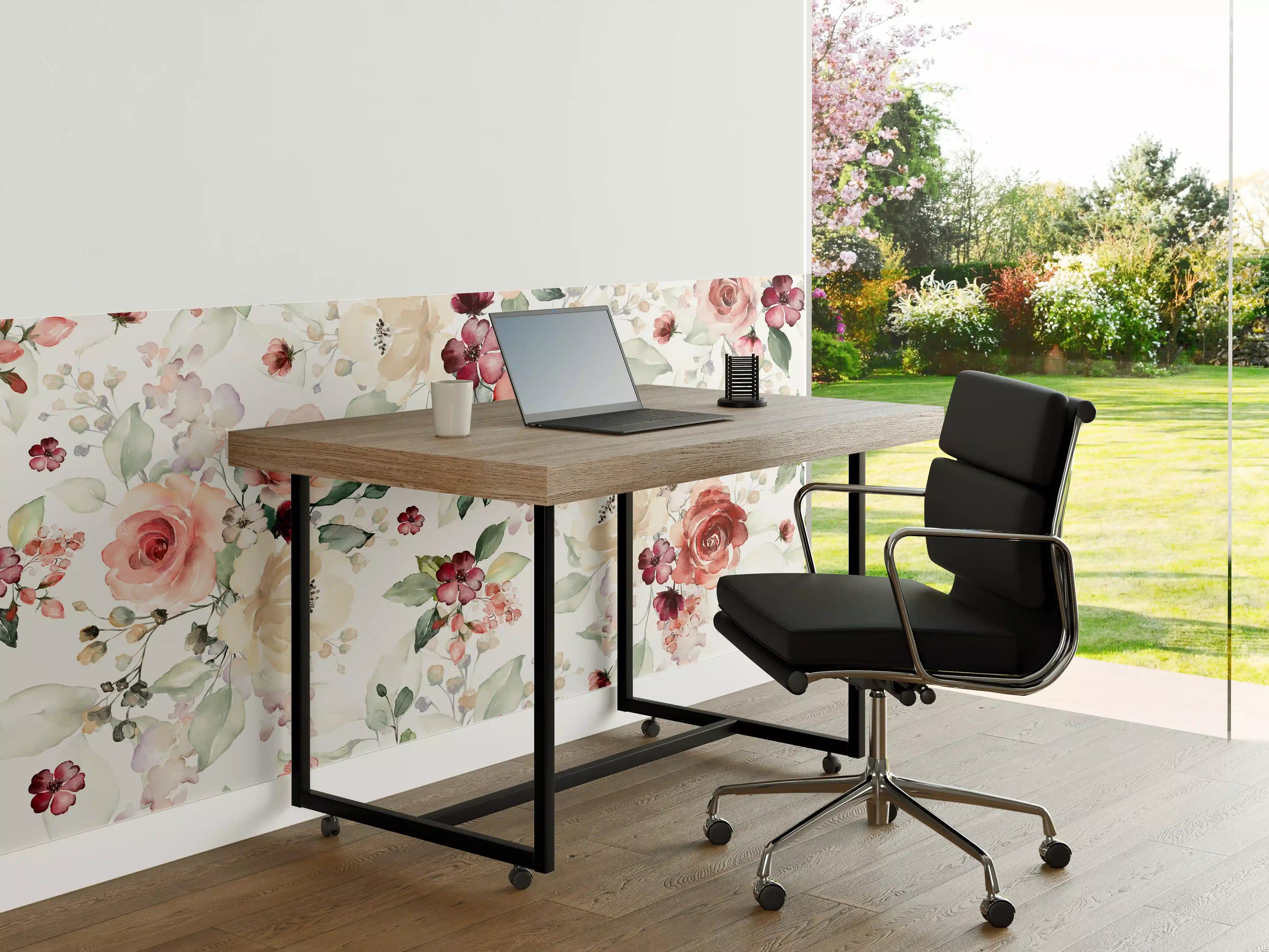 Büro Wandgestaltung - Blumen und Blätter im Tapeten-Stil