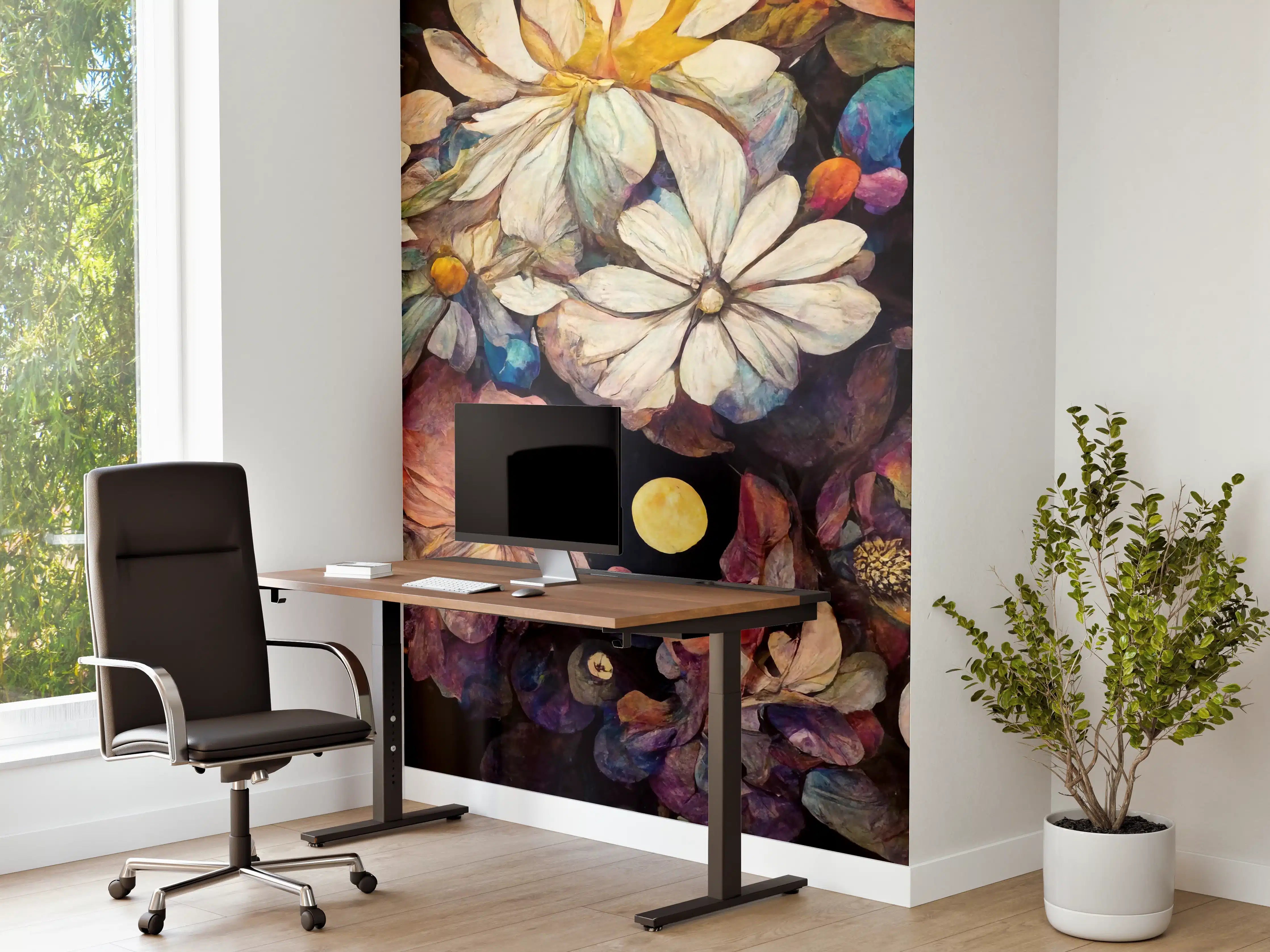 Büro Wandgestaltung - Blumenmeer im bunten Duktus