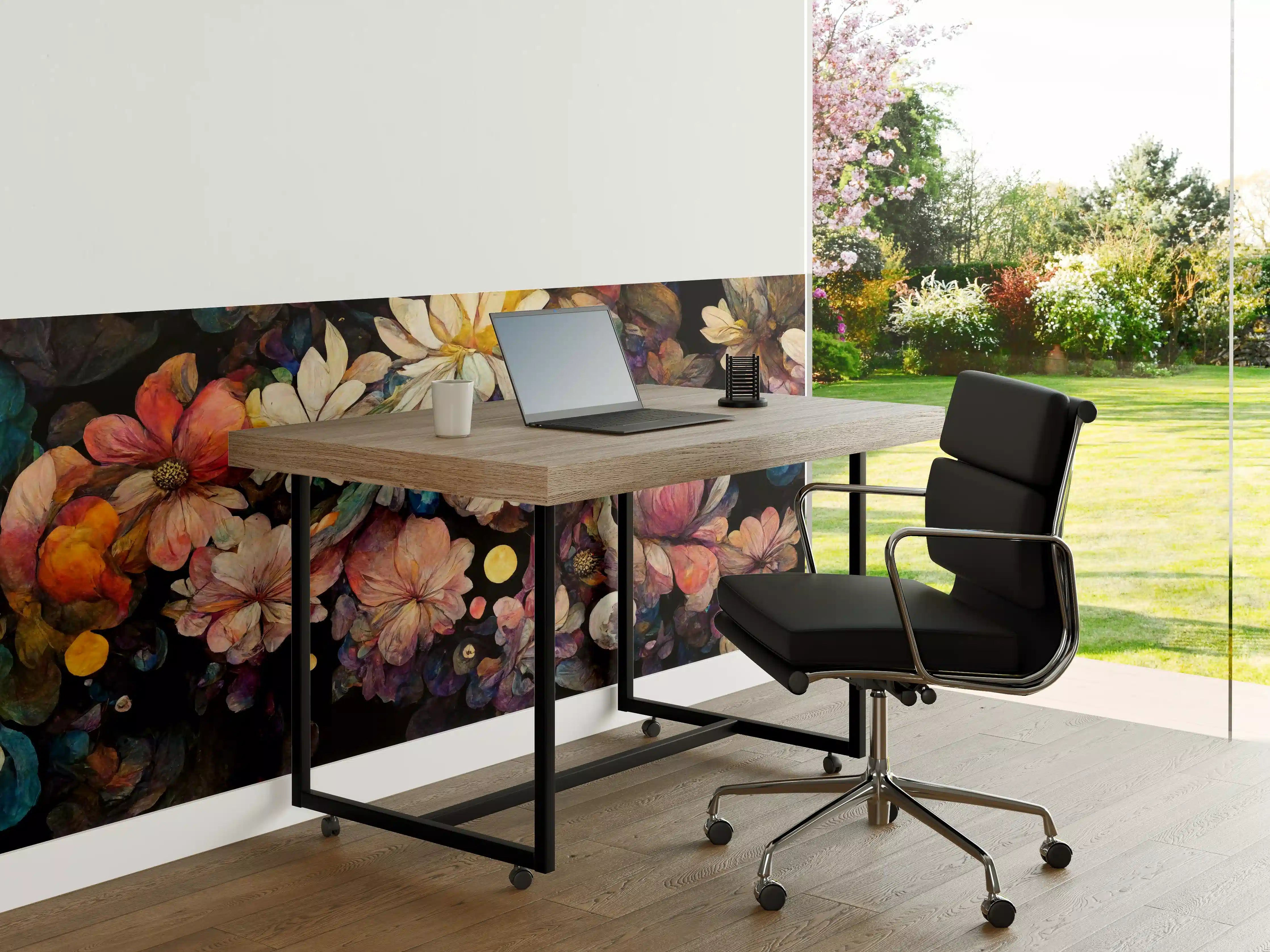 Büro Wandgestaltung - Blumenmeer im bunten Duktus