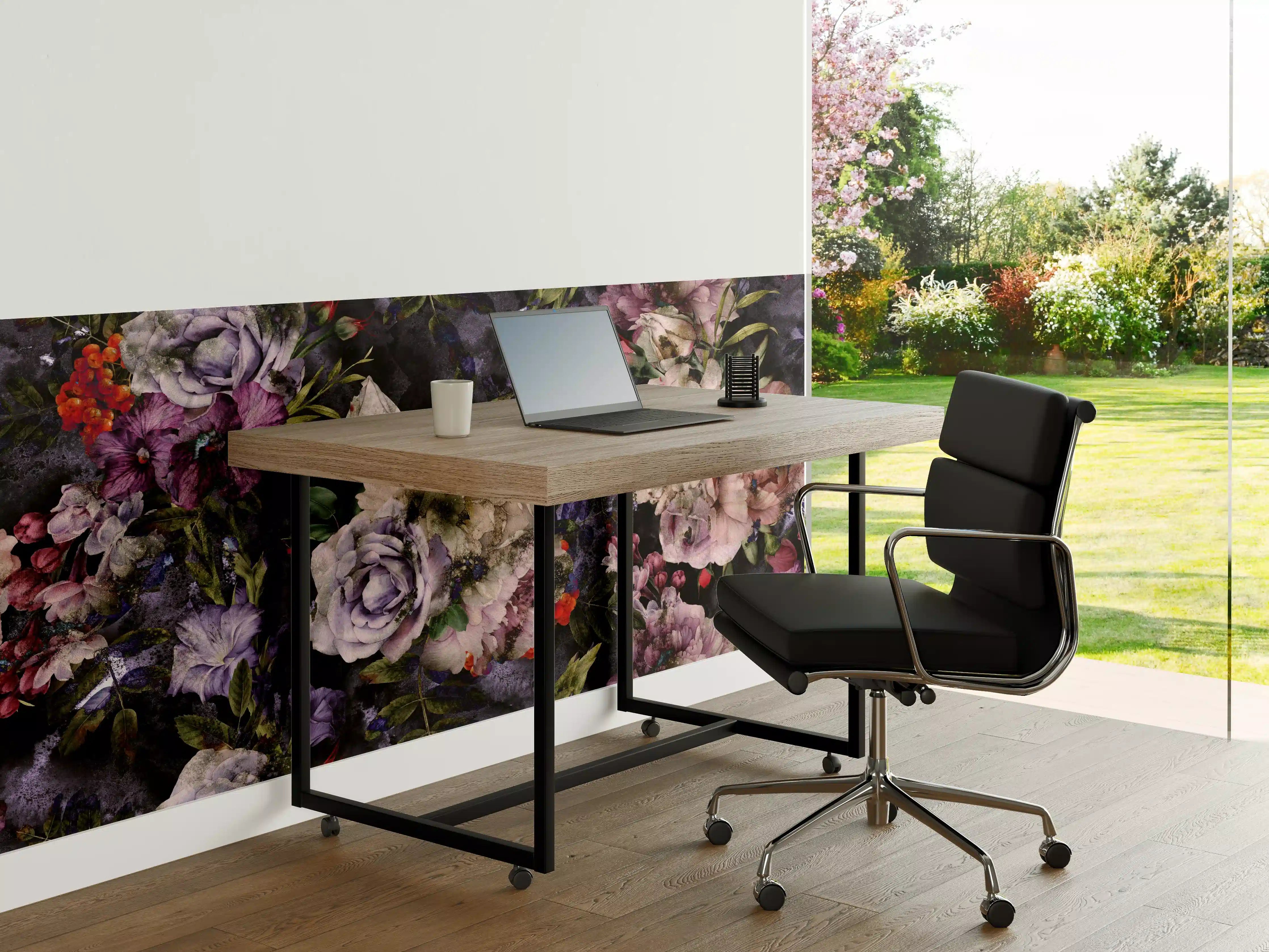 Büro Wandgestaltung - Blumenmeer in zarten Farben