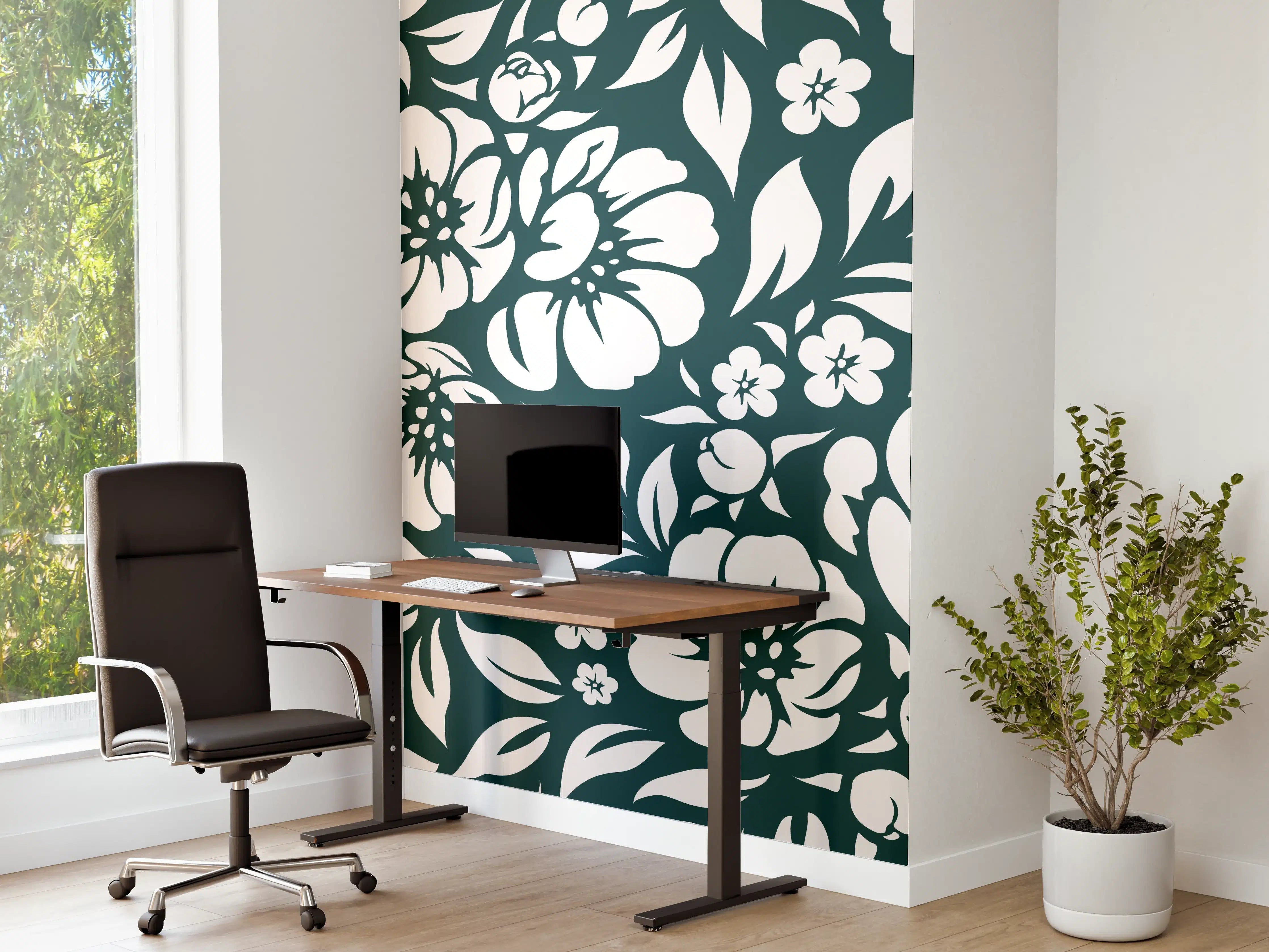 Büro Wandgestaltung - Blumenmuster in Fliesenform