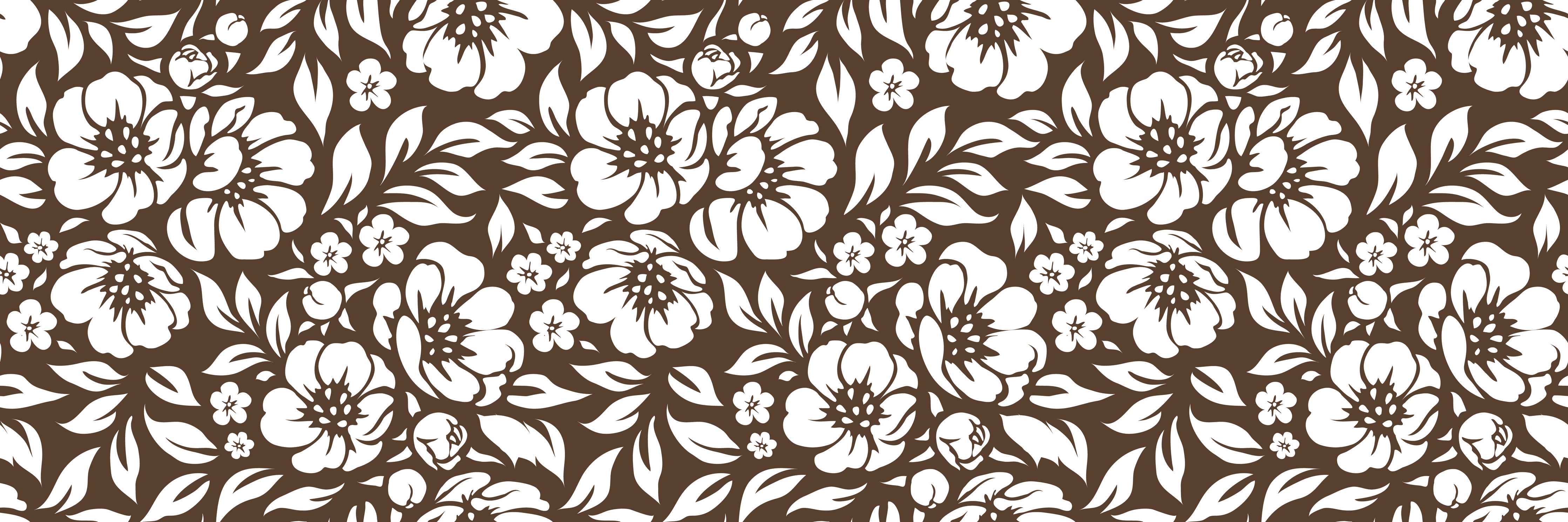 Büro Wandgestaltung-Blumenmuster mit braunen Akzenten