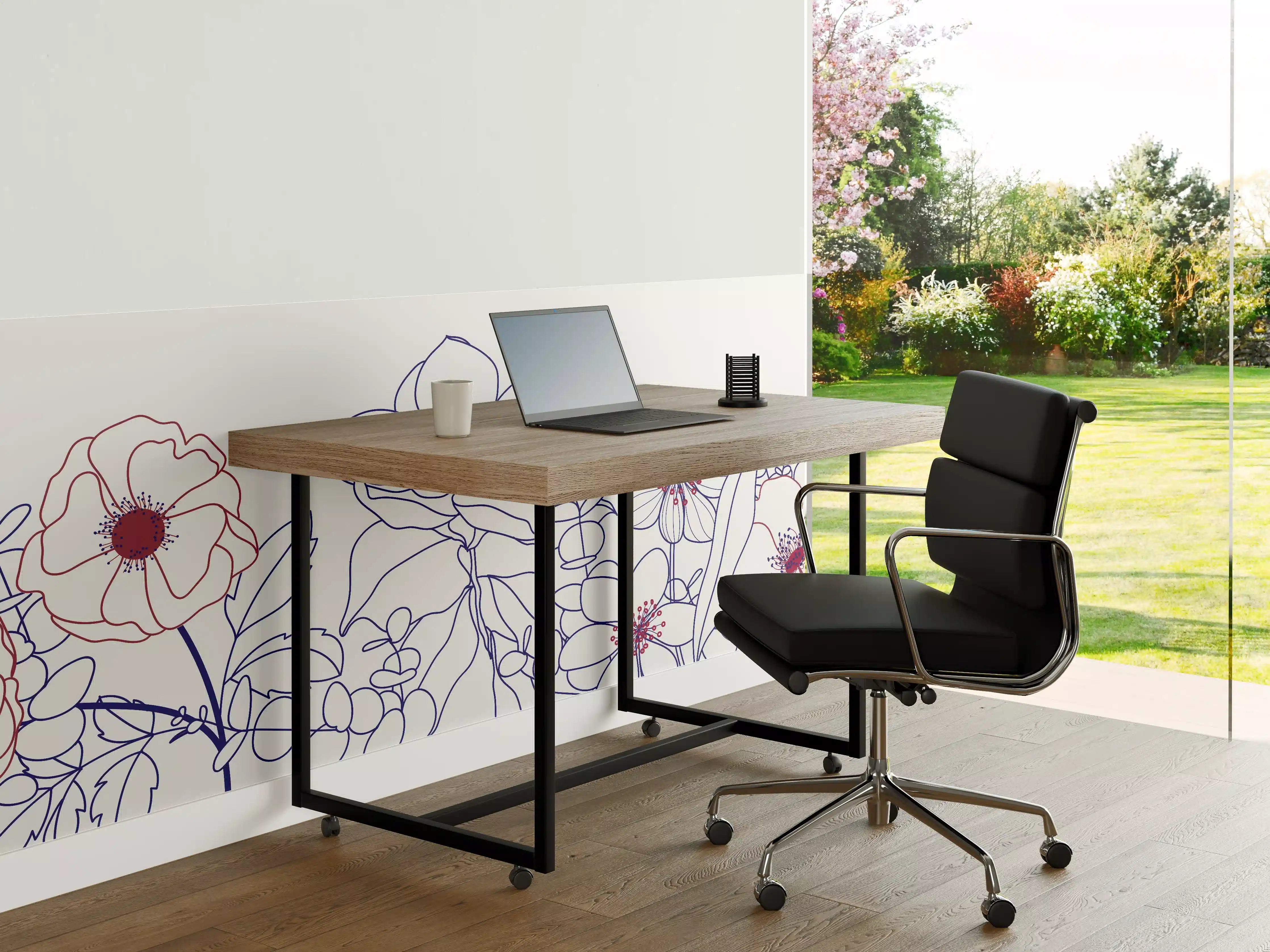 Büro Wandgestaltung - Blumenstrauß Linienzeichnung Wanddekor
