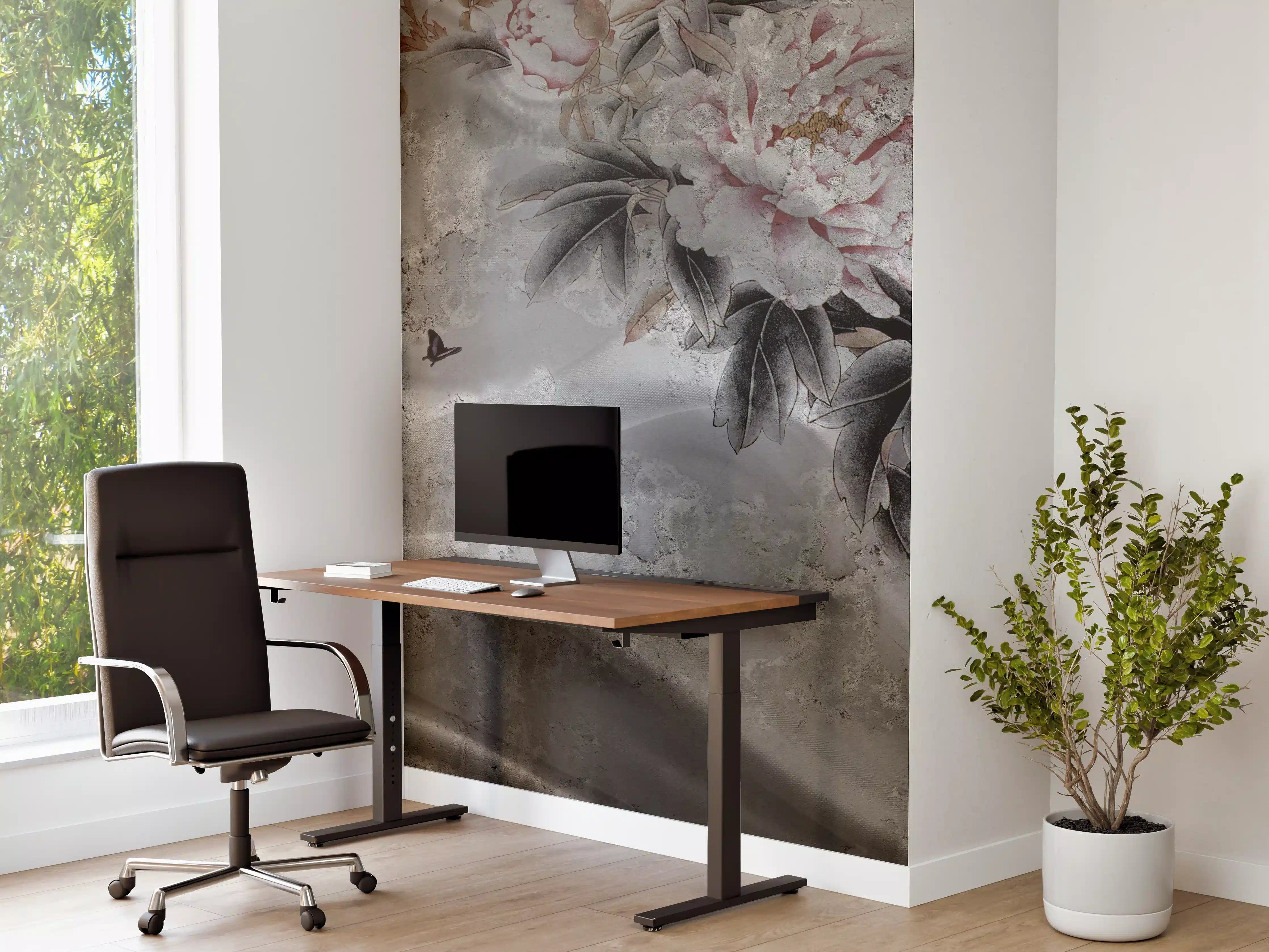 Büro Wandgestaltung - Blumenstrauß abgebildet auf Beton