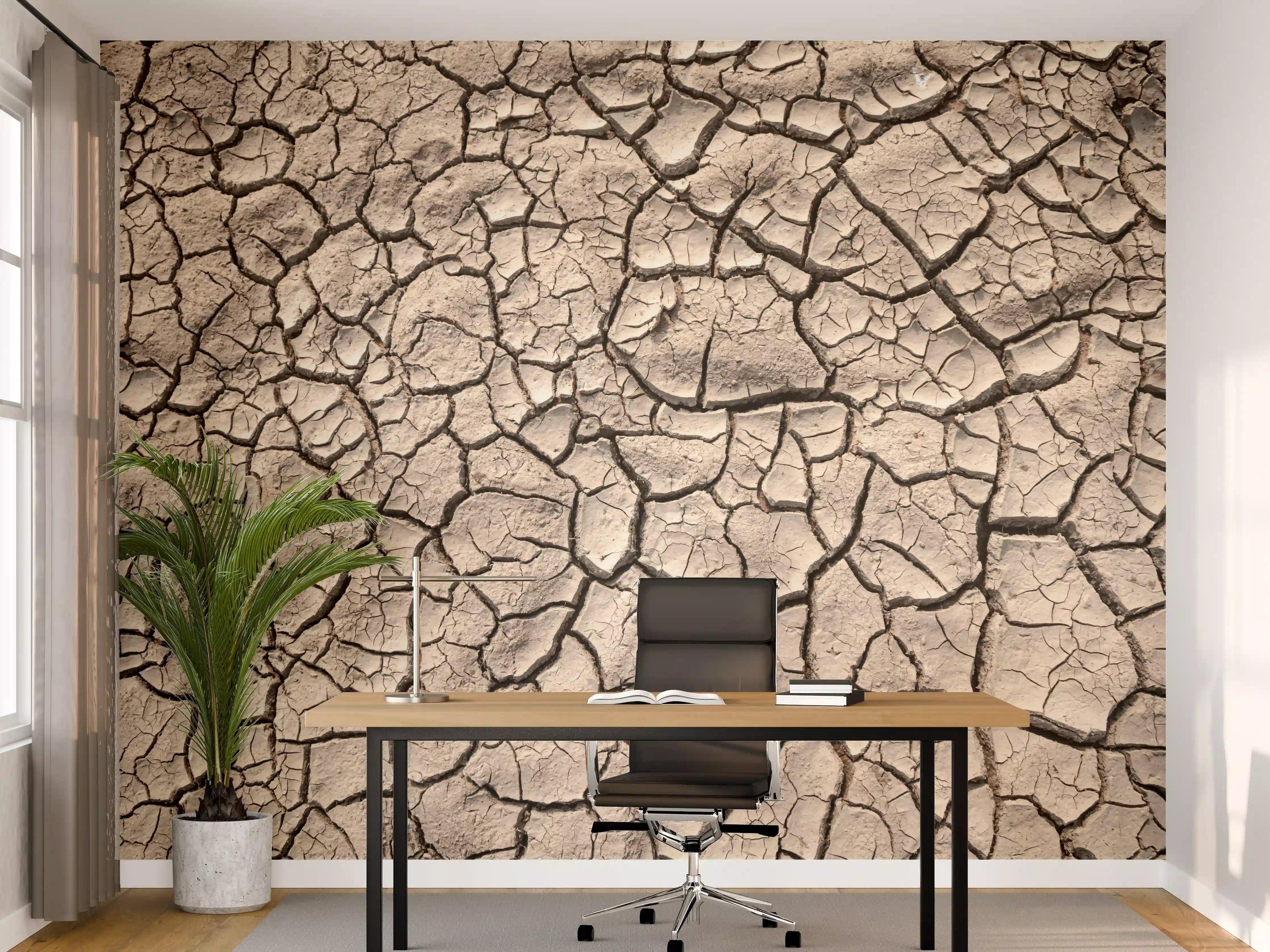 Büro Wandgestaltung - Bodenrisse auf Trockenem Boden
