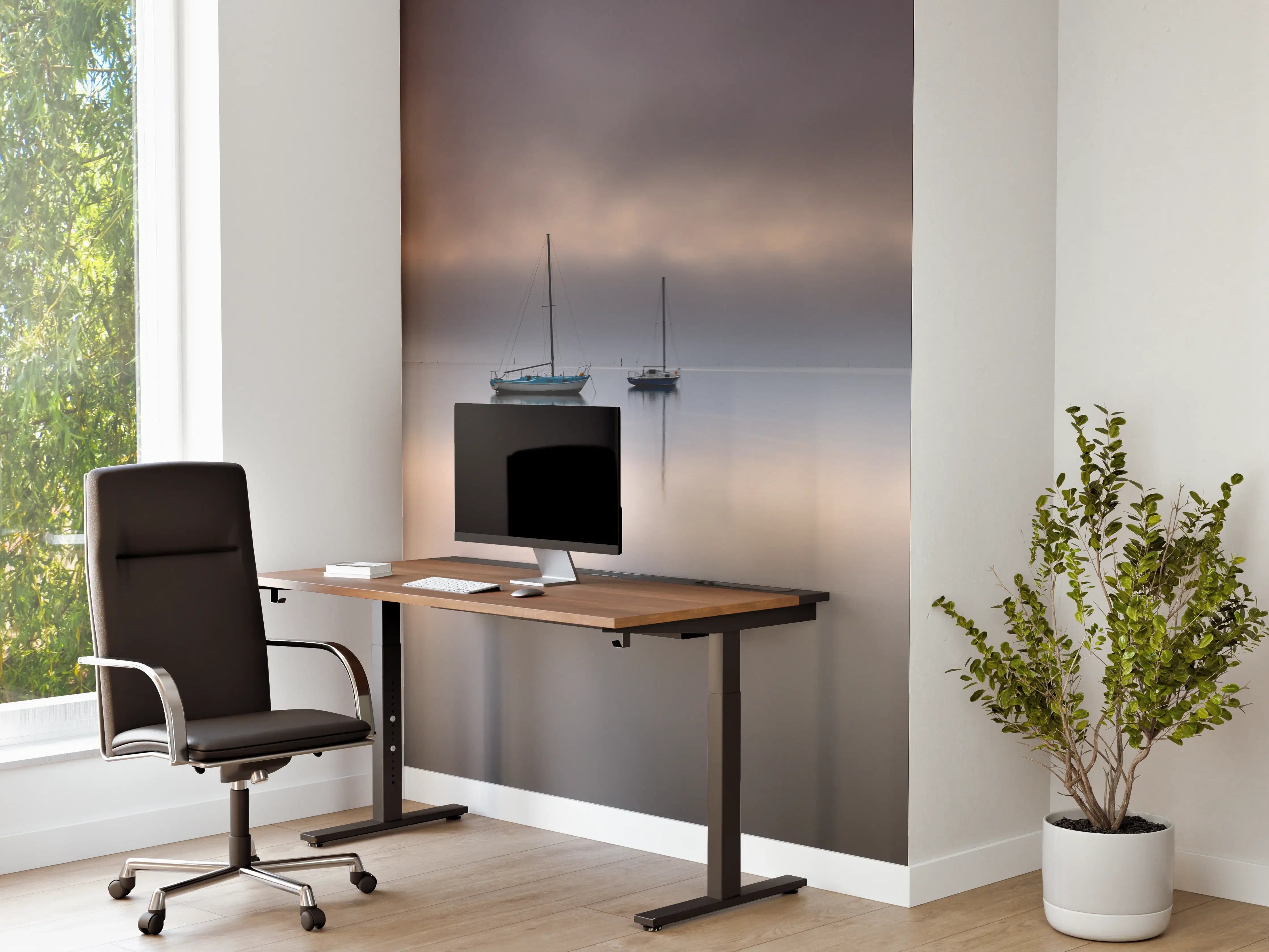 Büro Wandgestaltung - Boote auf nebeligem Meer