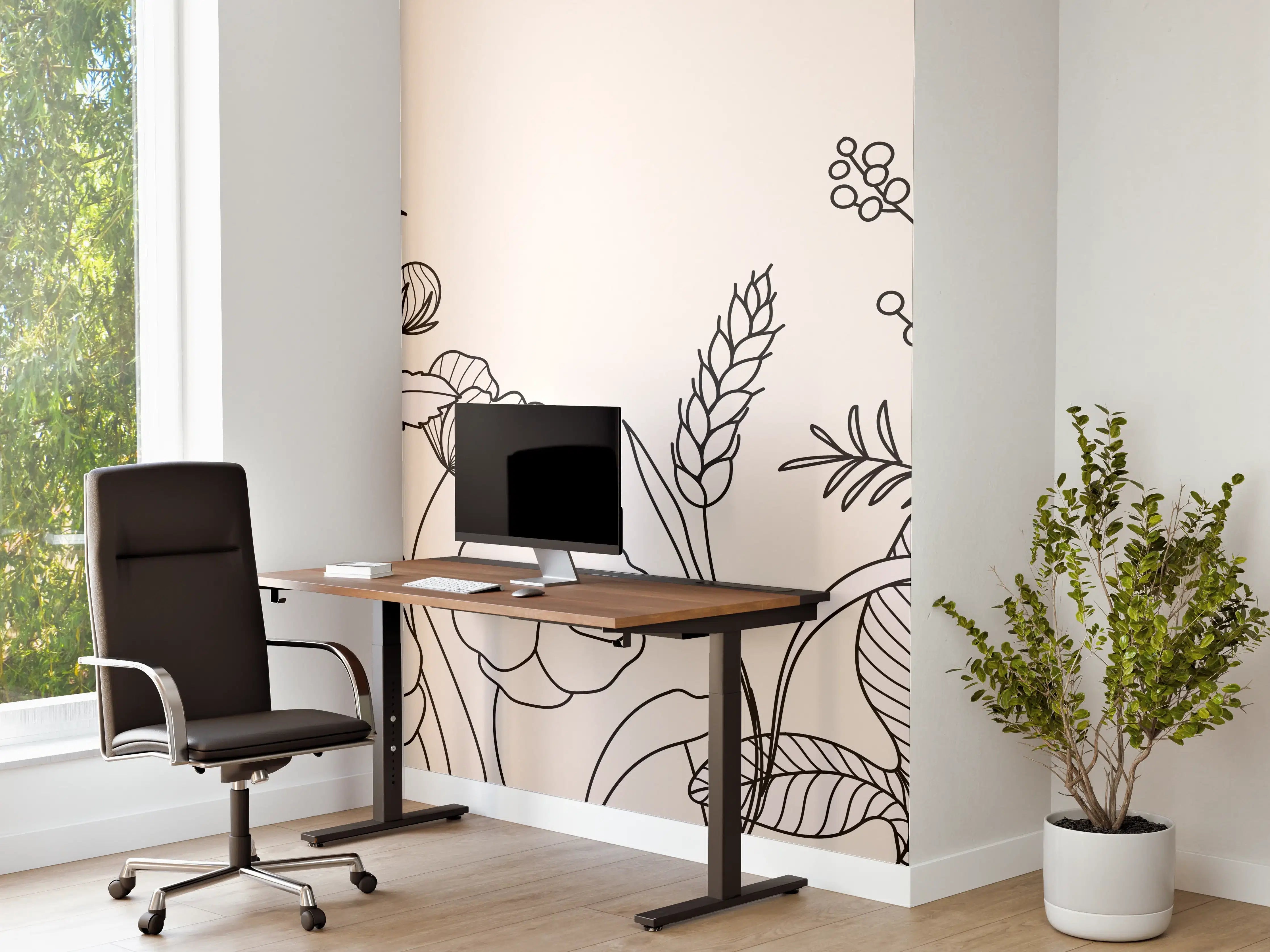 Büro Wandgestaltung - Botanische Linienzeichnung