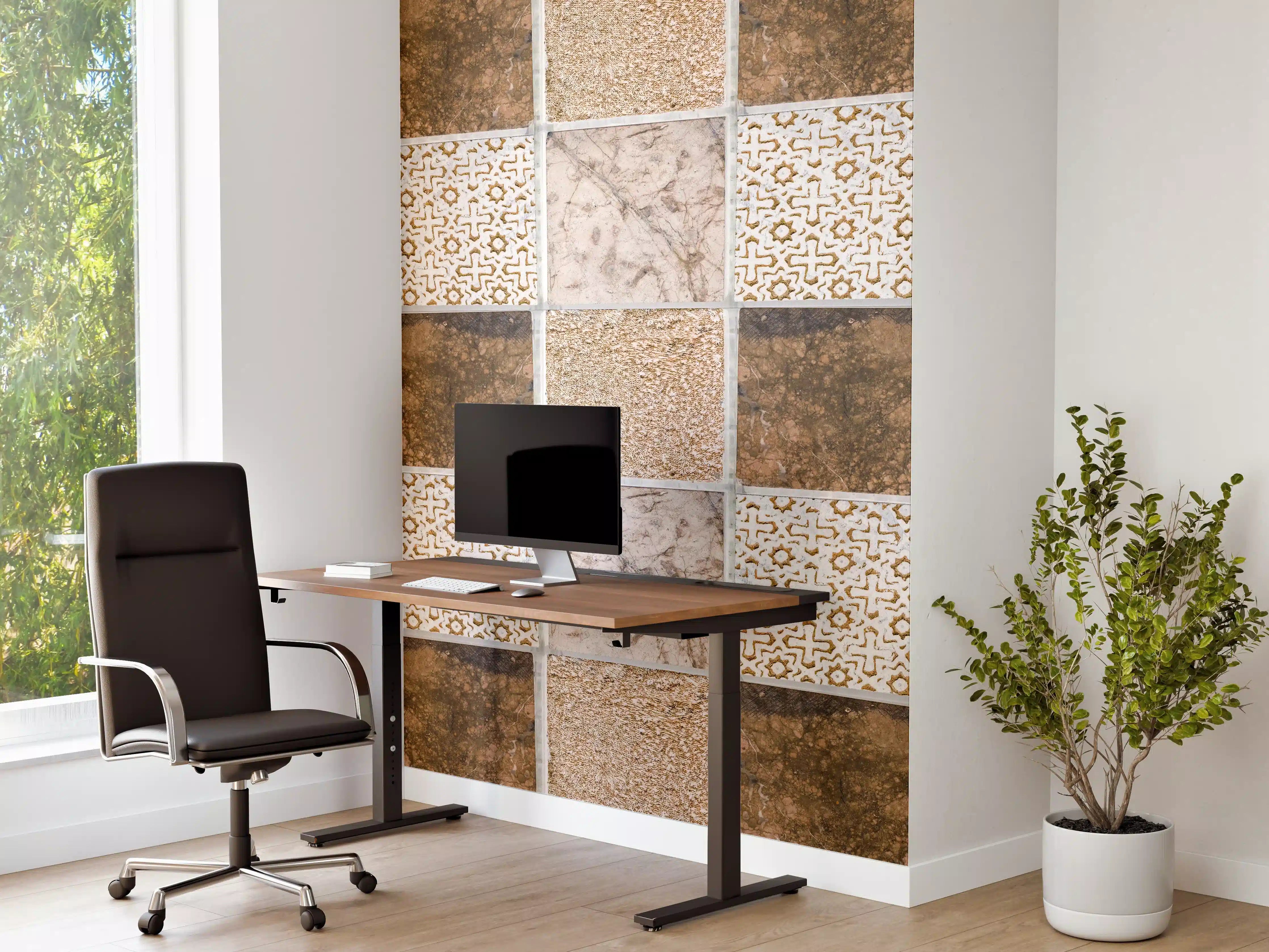 Büro Wandgestaltung - Bräunliche quadratische Mosaiktextur 