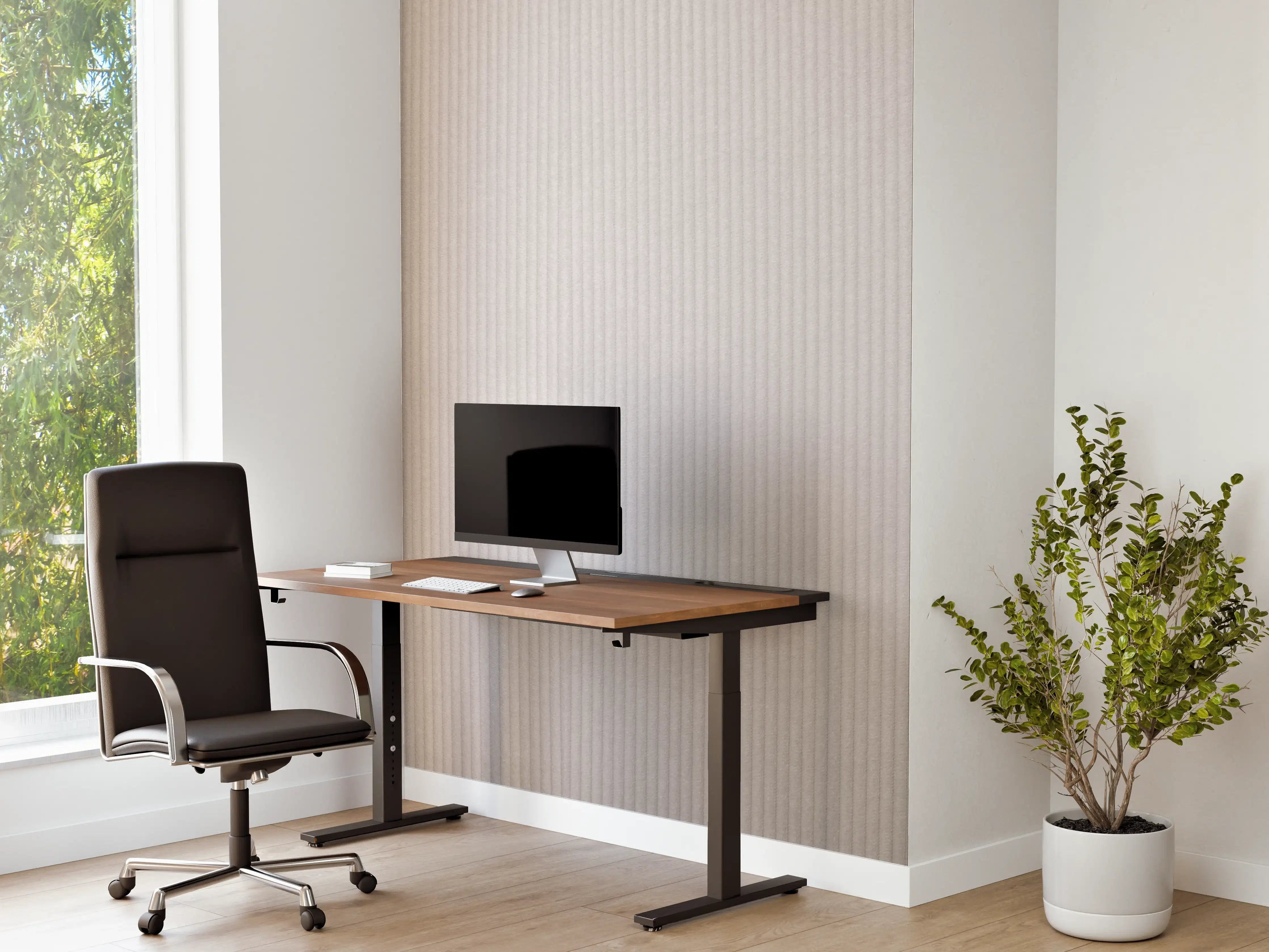 Büro Wandgestaltung - Bräunliches Kord Textil