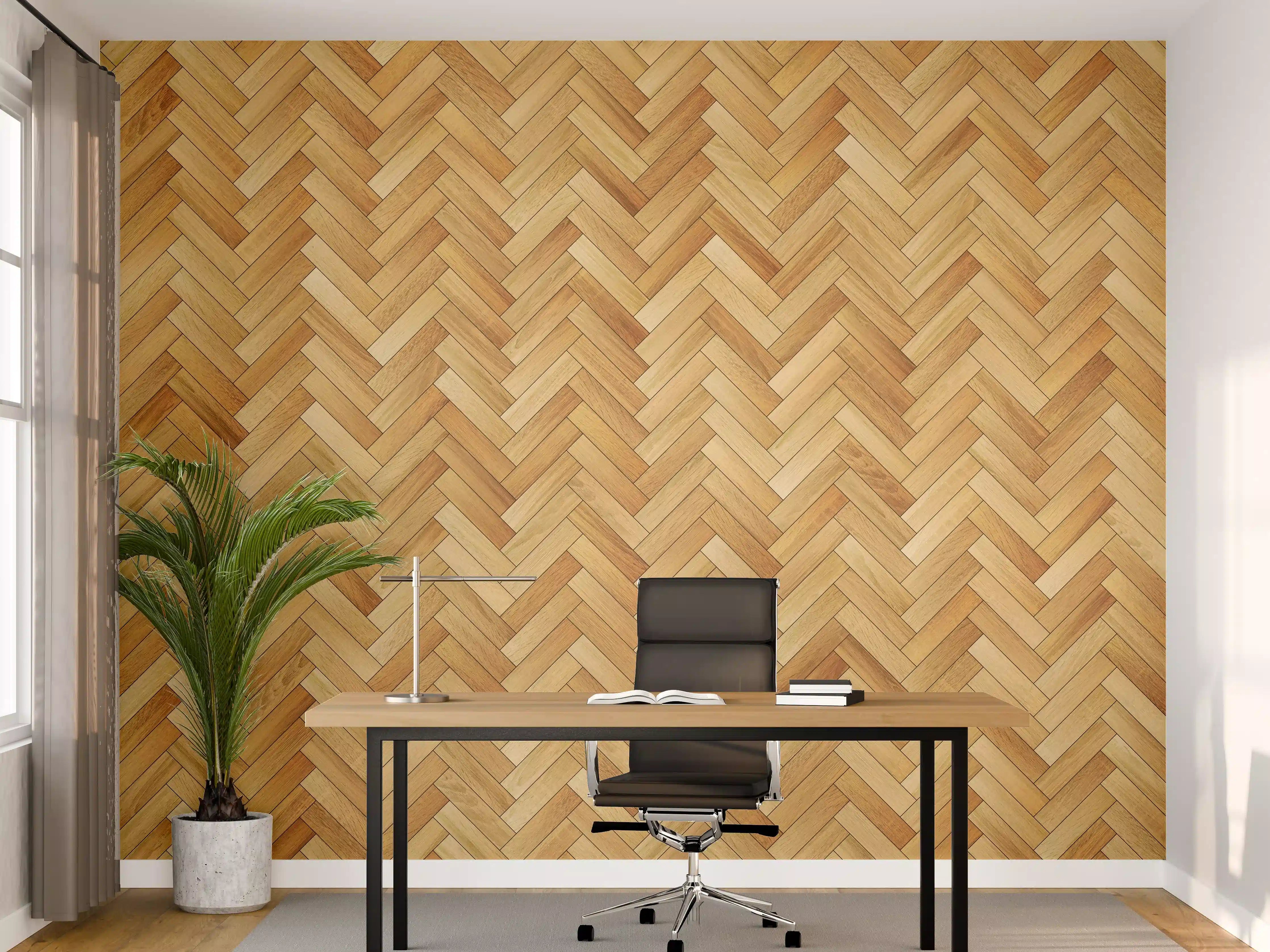 Büro Wandgestaltung - Bräunliches Rechtecks Holzmuster
