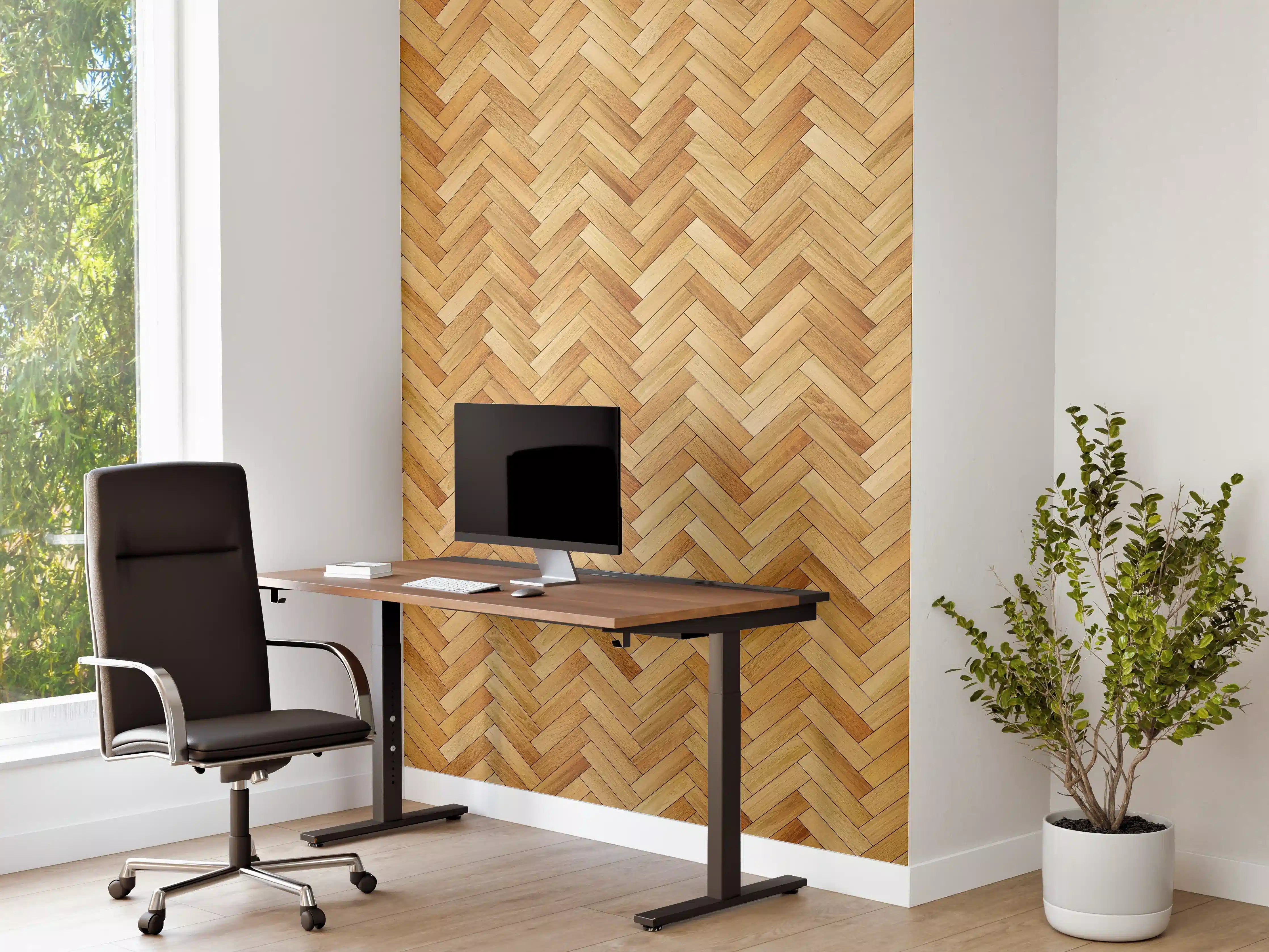 Büro Wandgestaltung - Bräunliches Rechtecks Holzmuster