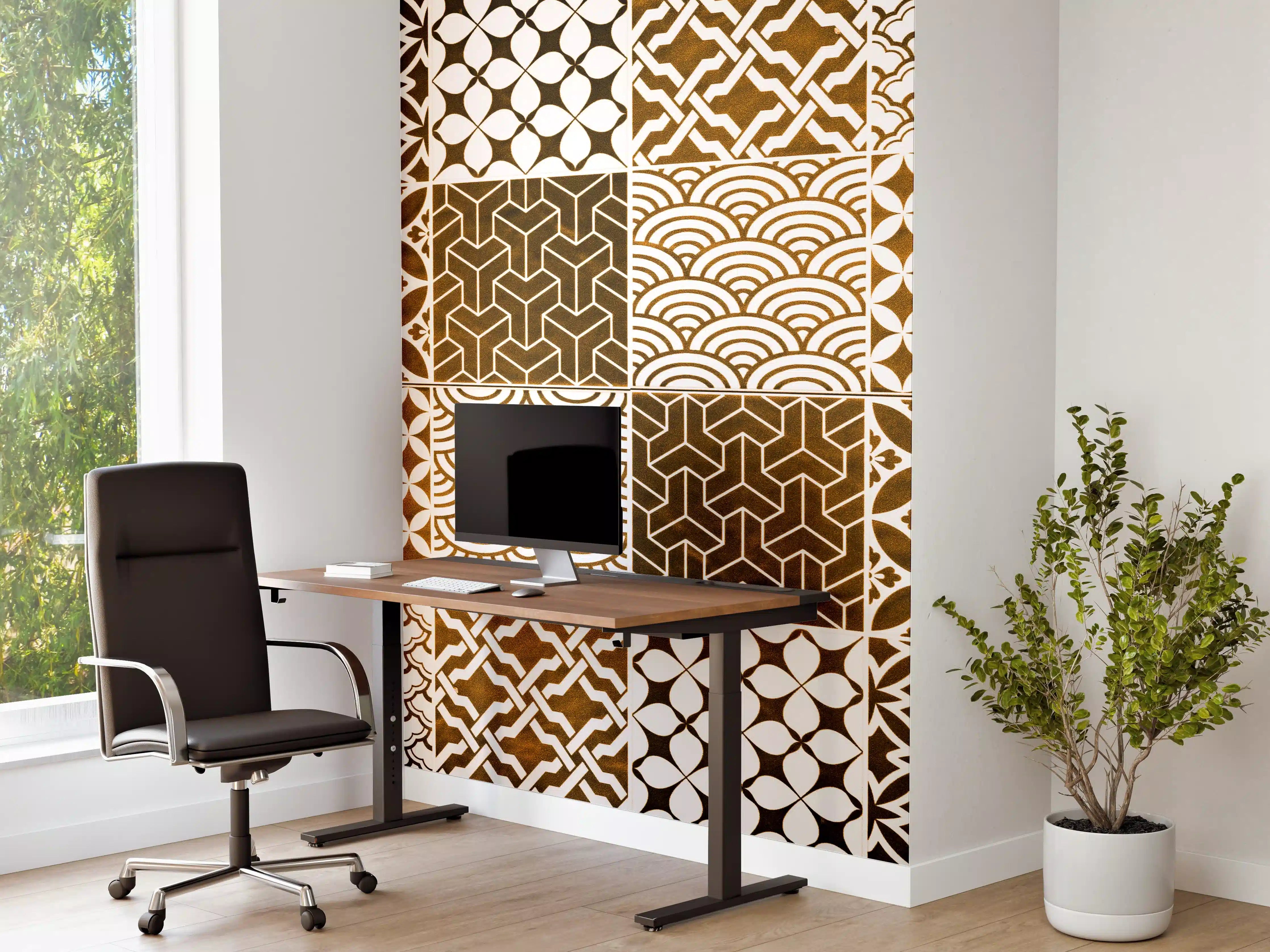 Büro Wandgestaltung - Braun-Beige geometrisch Mosaik