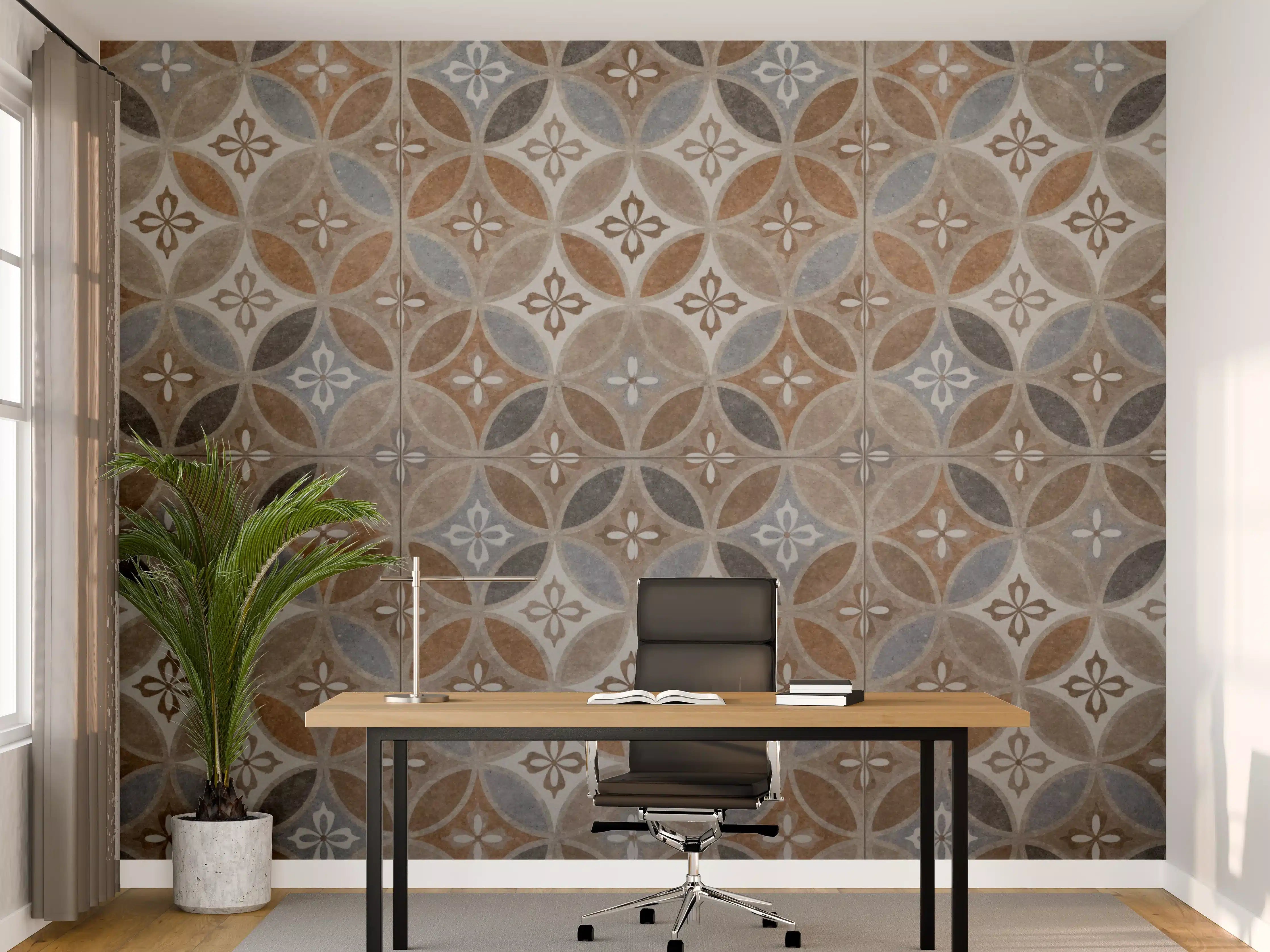 Büro Wandgestaltung - Braun-Beiges Vintage Mosaik