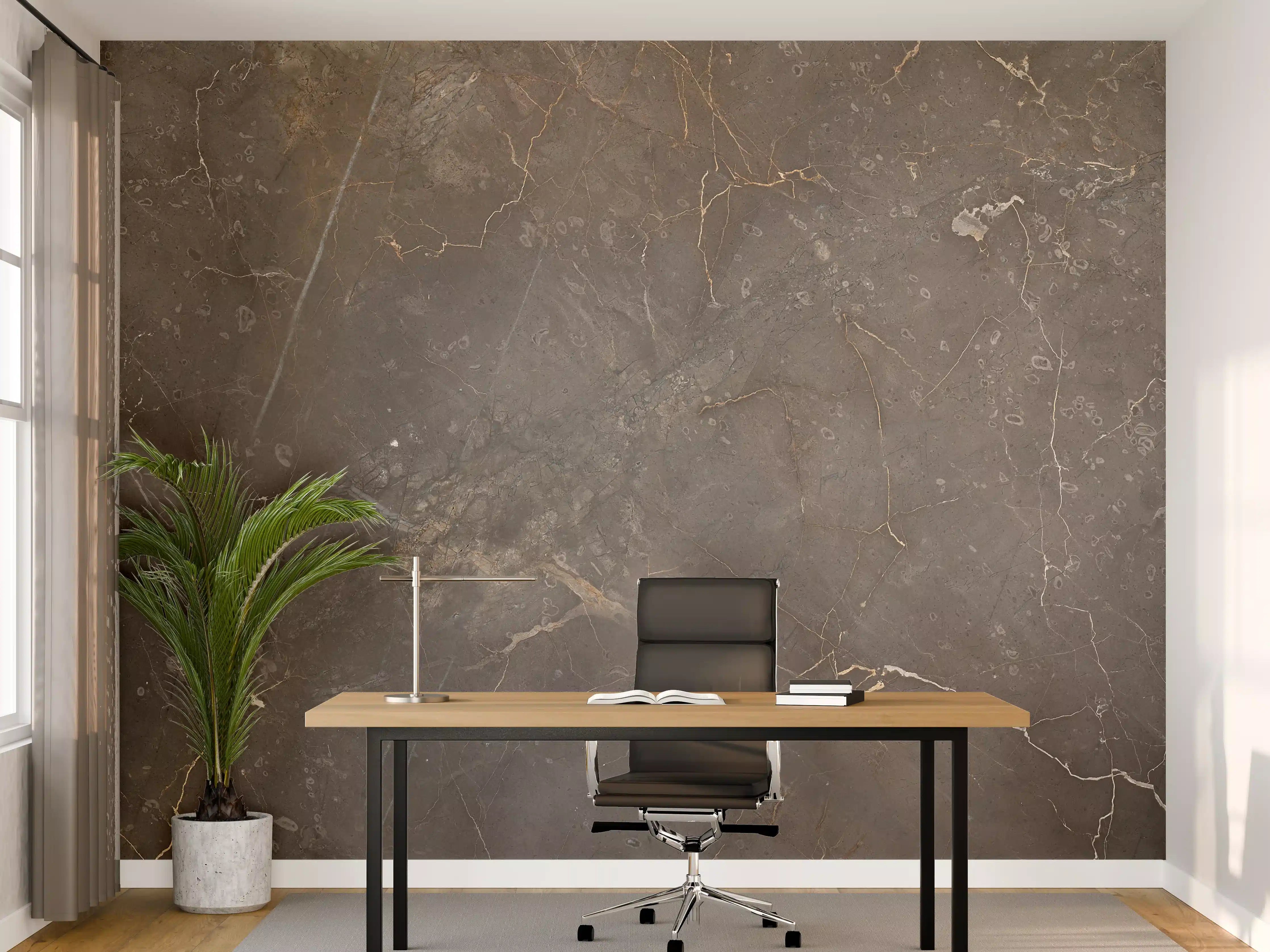 Büro Wandgestaltung - Braun-Grauer Marmor mit Adern