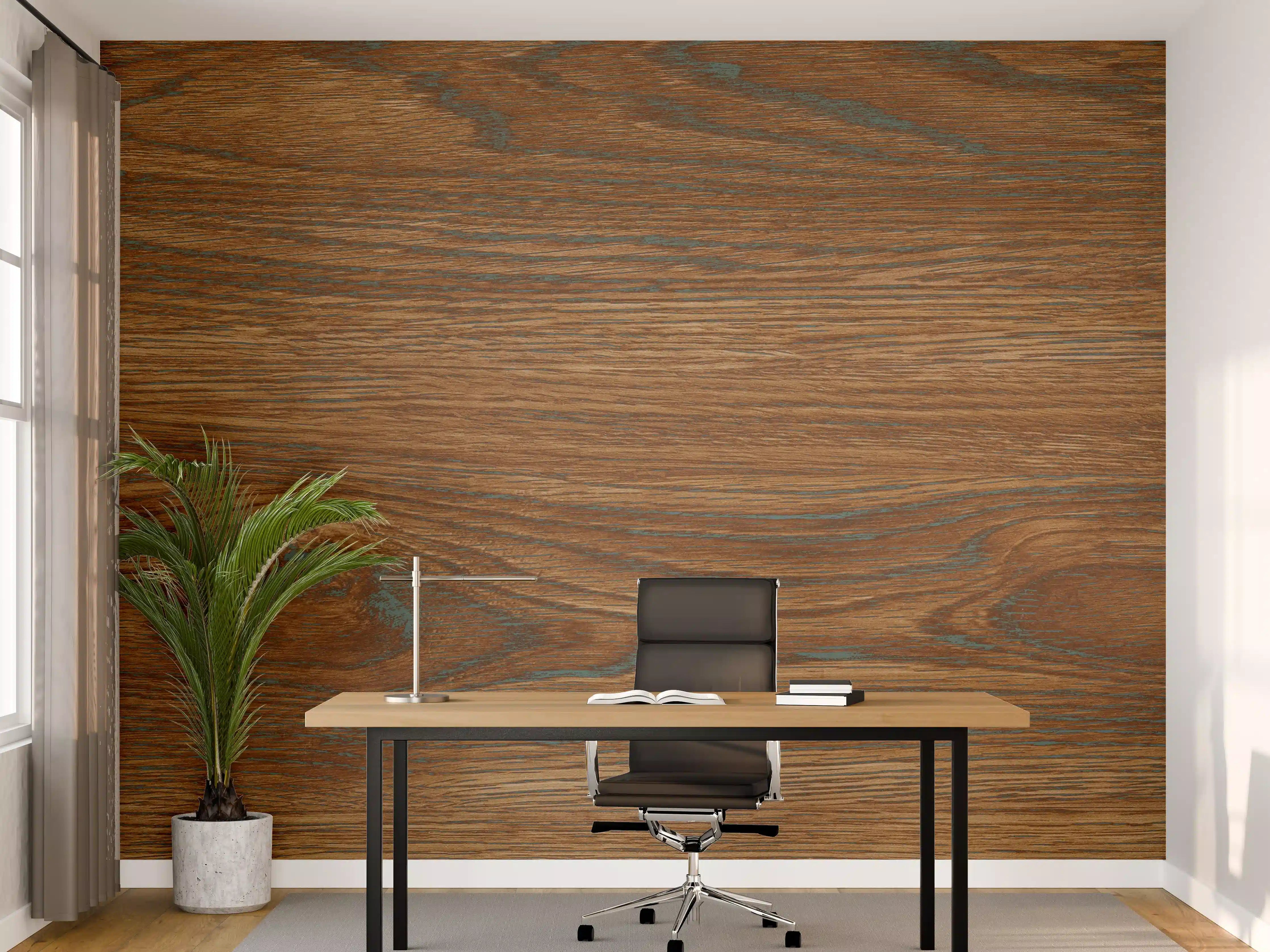 Büro Wandgestaltung - Braune Holztextur mit Streifenmuster