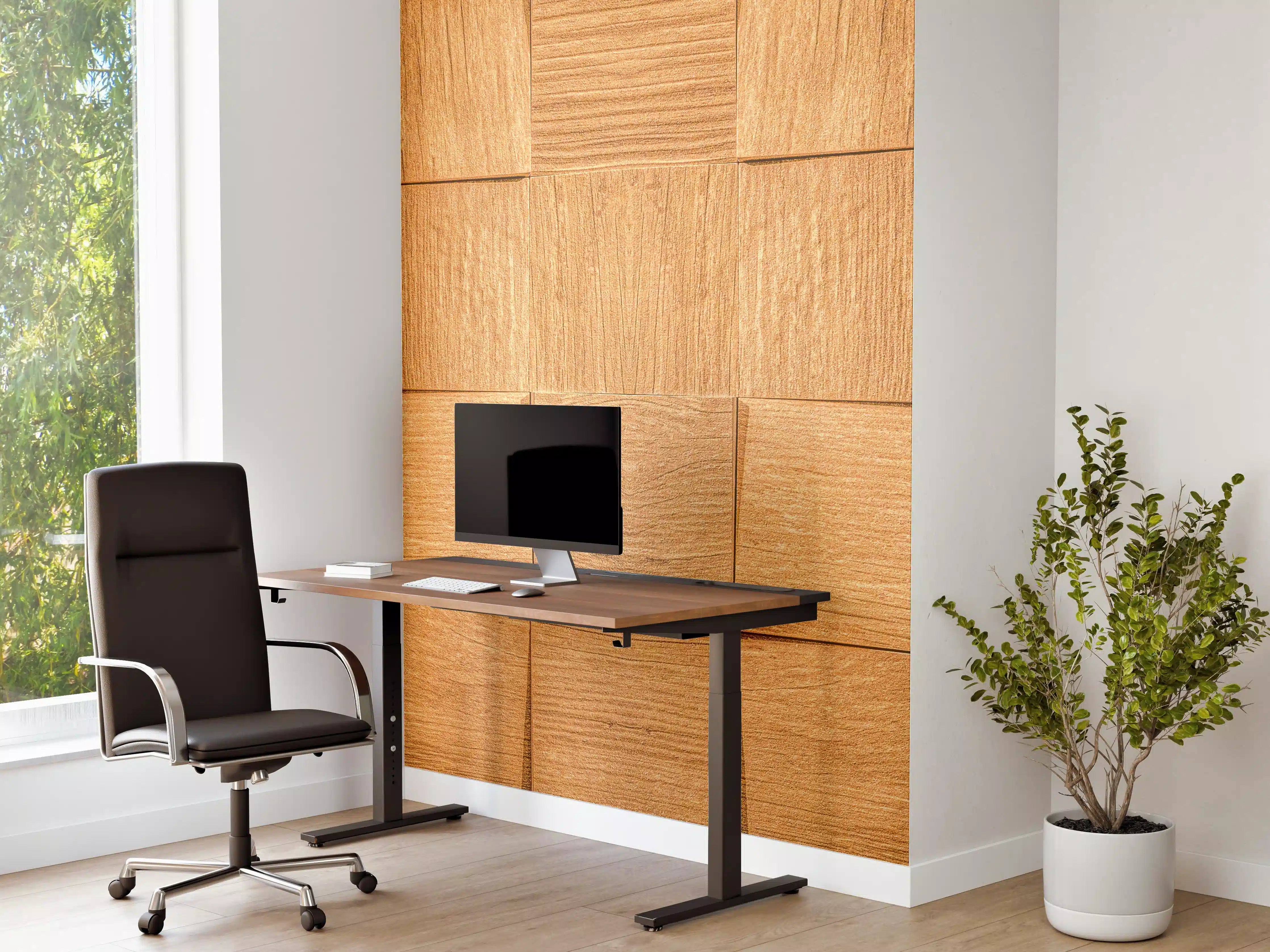 Büro Wandgestaltung - Braune Holzwürfeltextur
