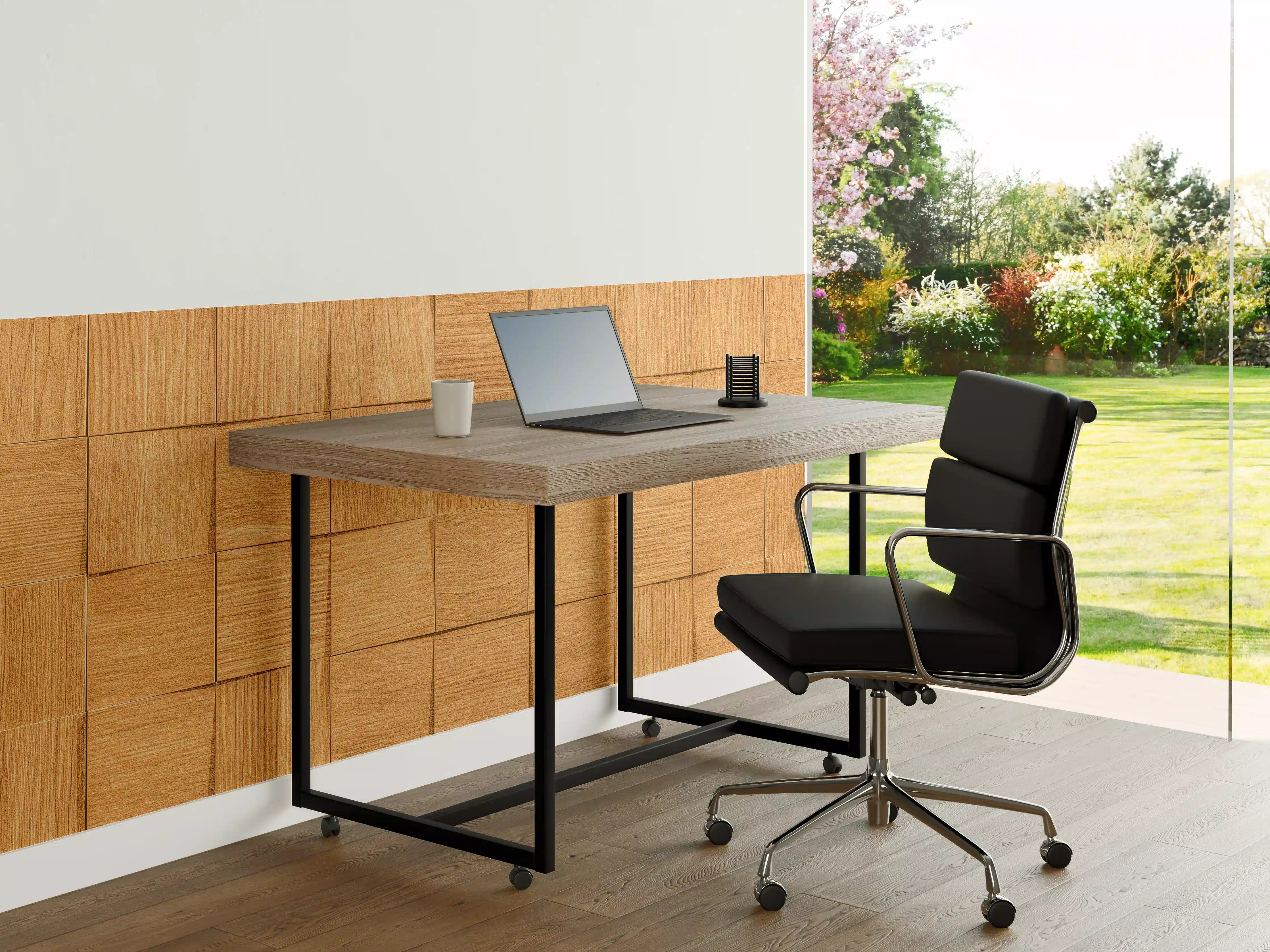Büro Wandgestaltung - Braune Holzwürfeltextur