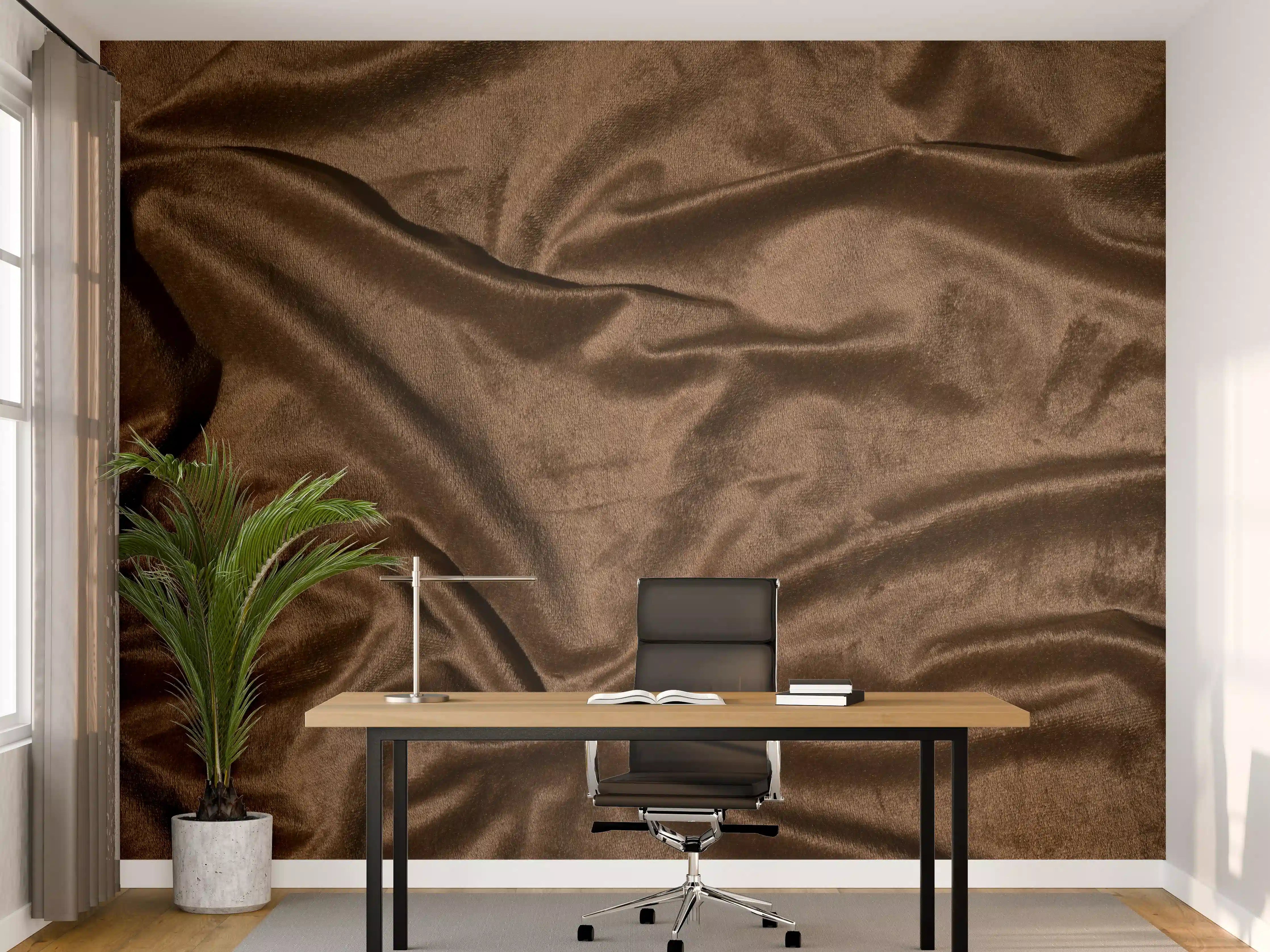 Büro Wandgestaltung - Braune Satin Seide