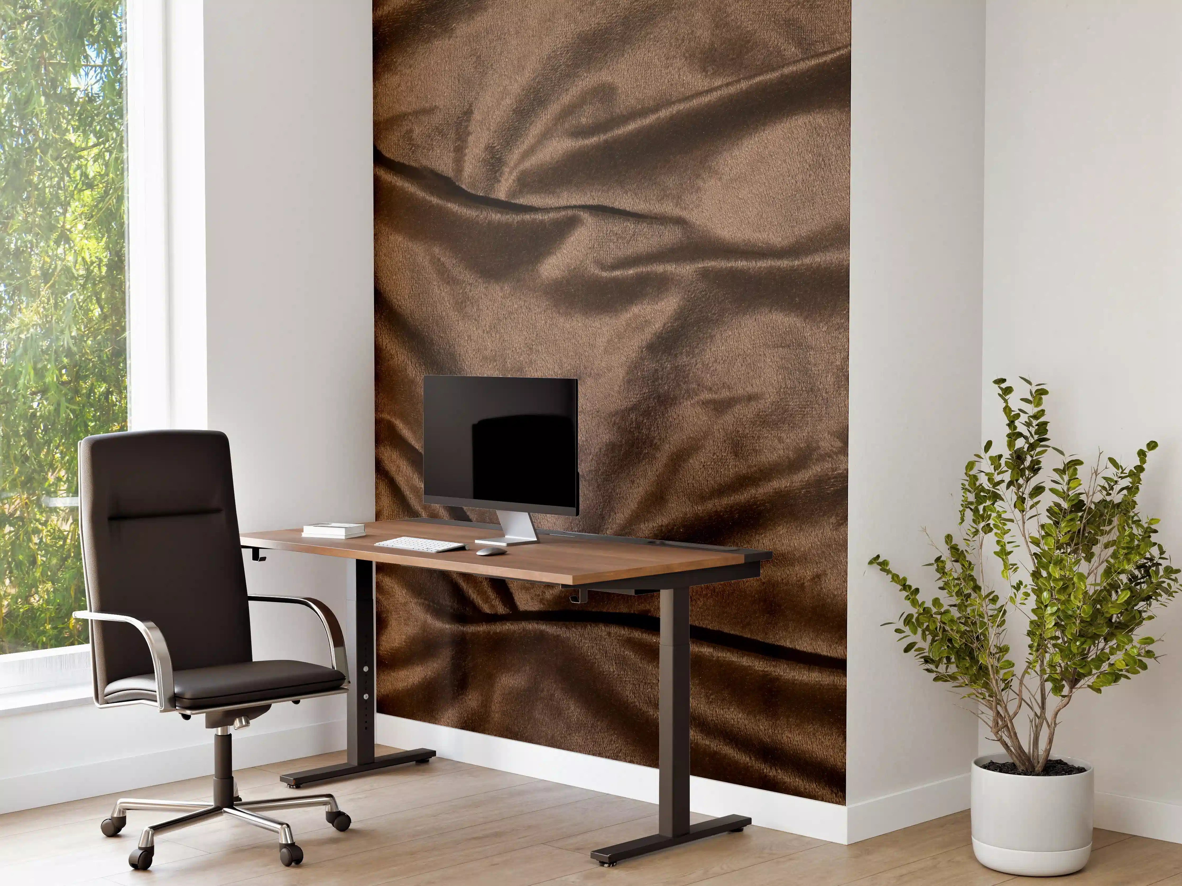 Büro Wandgestaltung - Braune Satin Seide