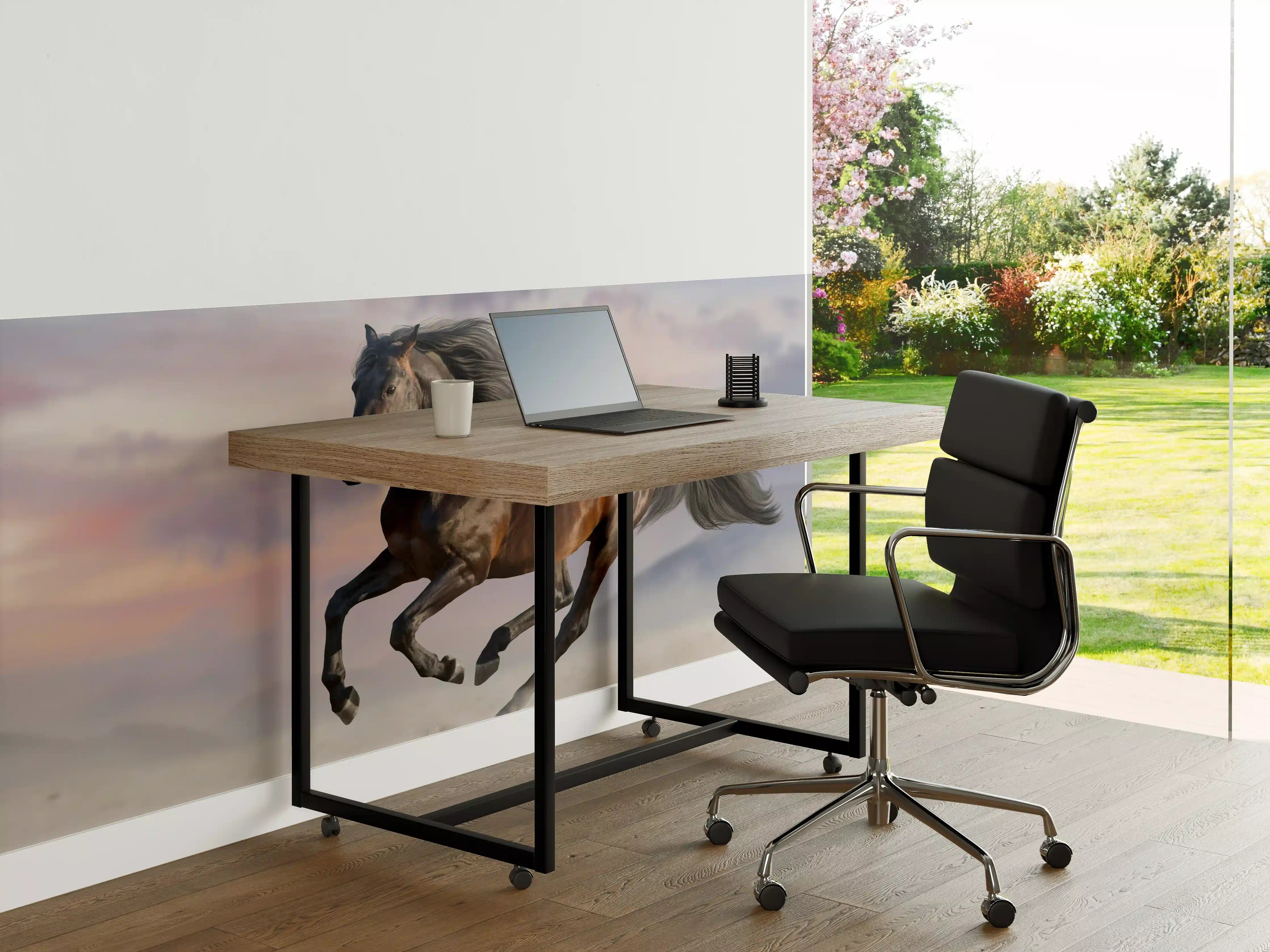 Büro Wandgestaltung - Braunes Pferd in Wüstensand