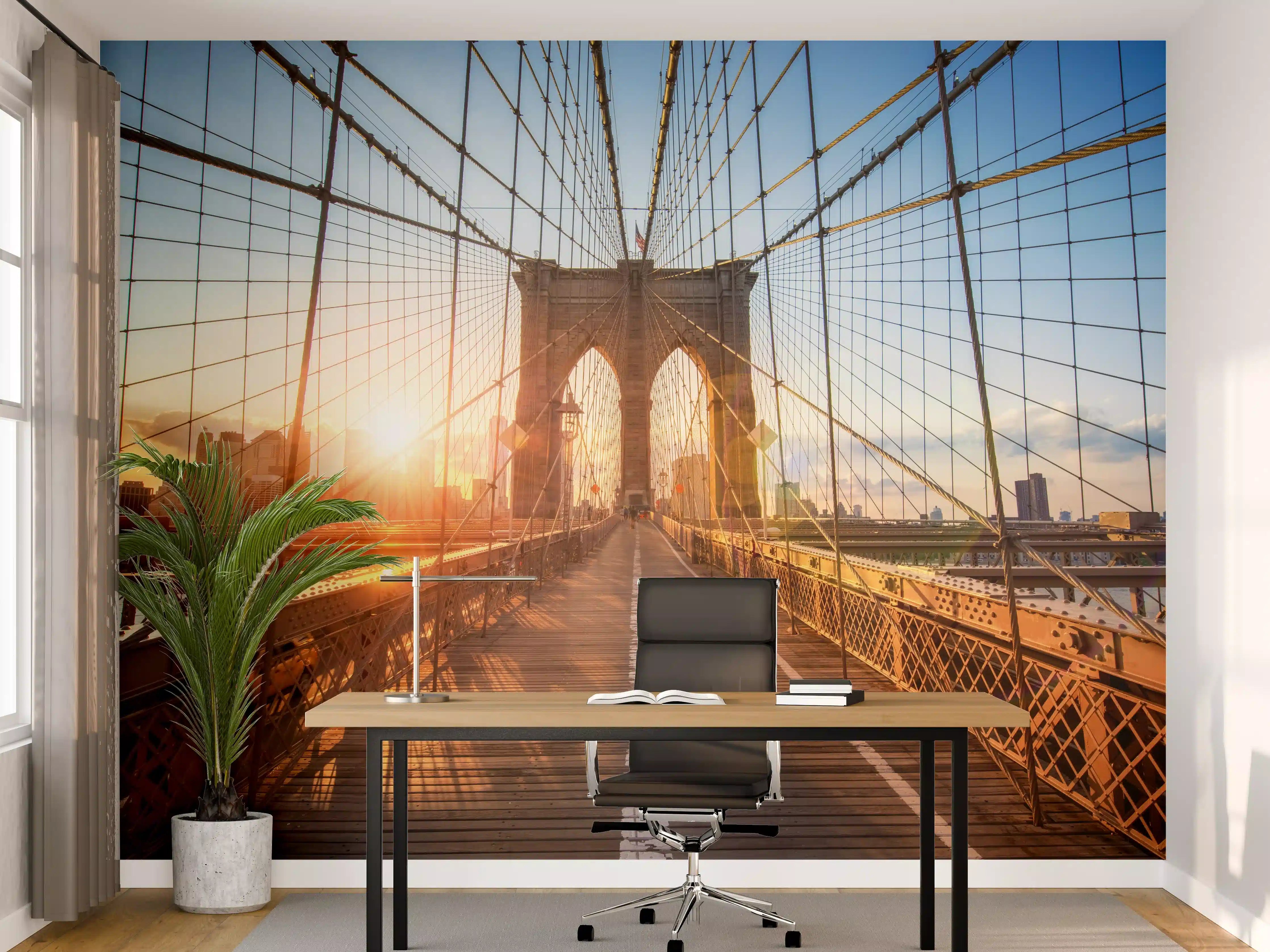 Büro Wandgestaltung - Brooklyn Bridge bei Sonnenuntergang 
