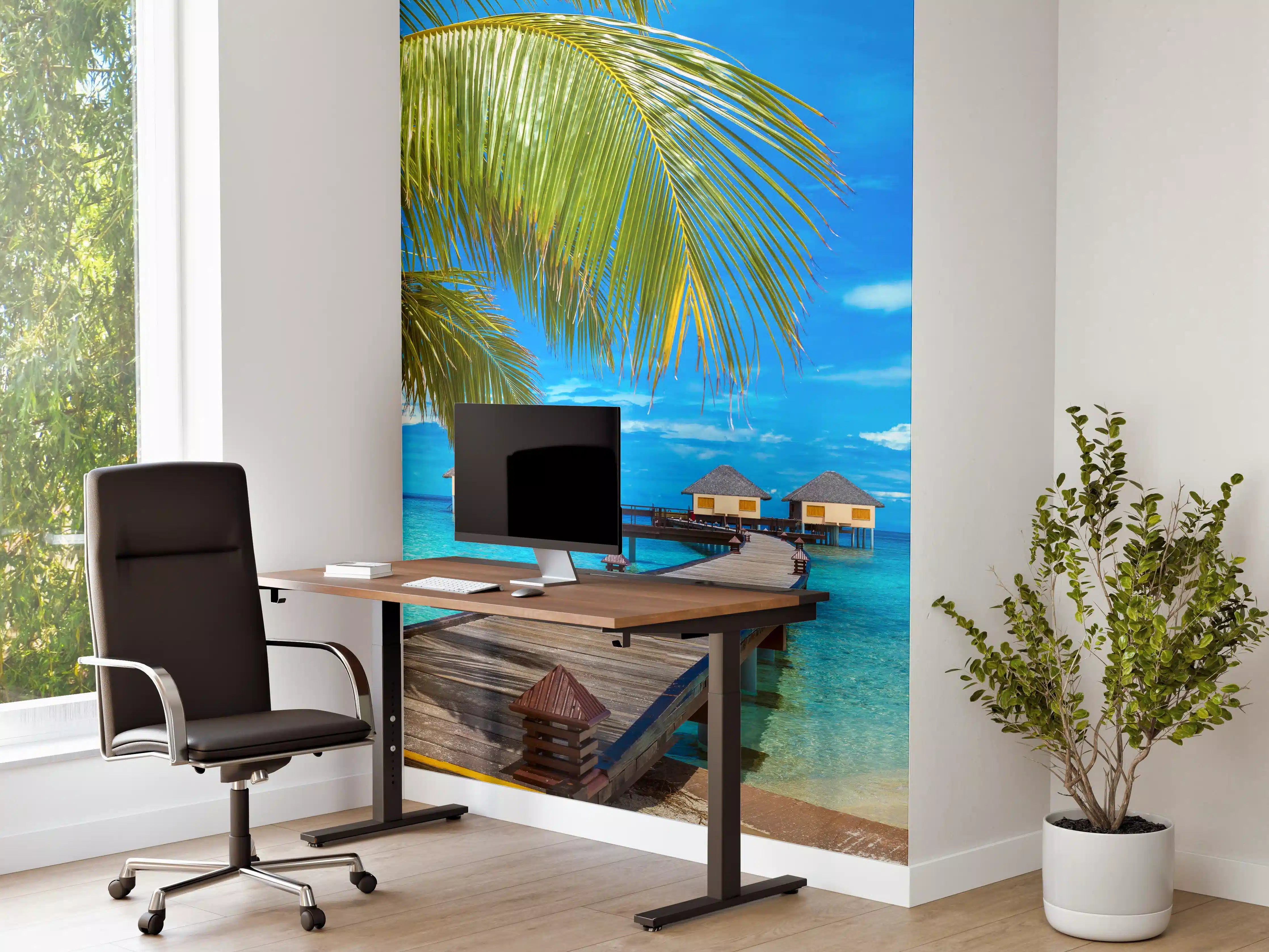 Büro Wandgestaltung - Bungalows auf den Malediven bei Tag