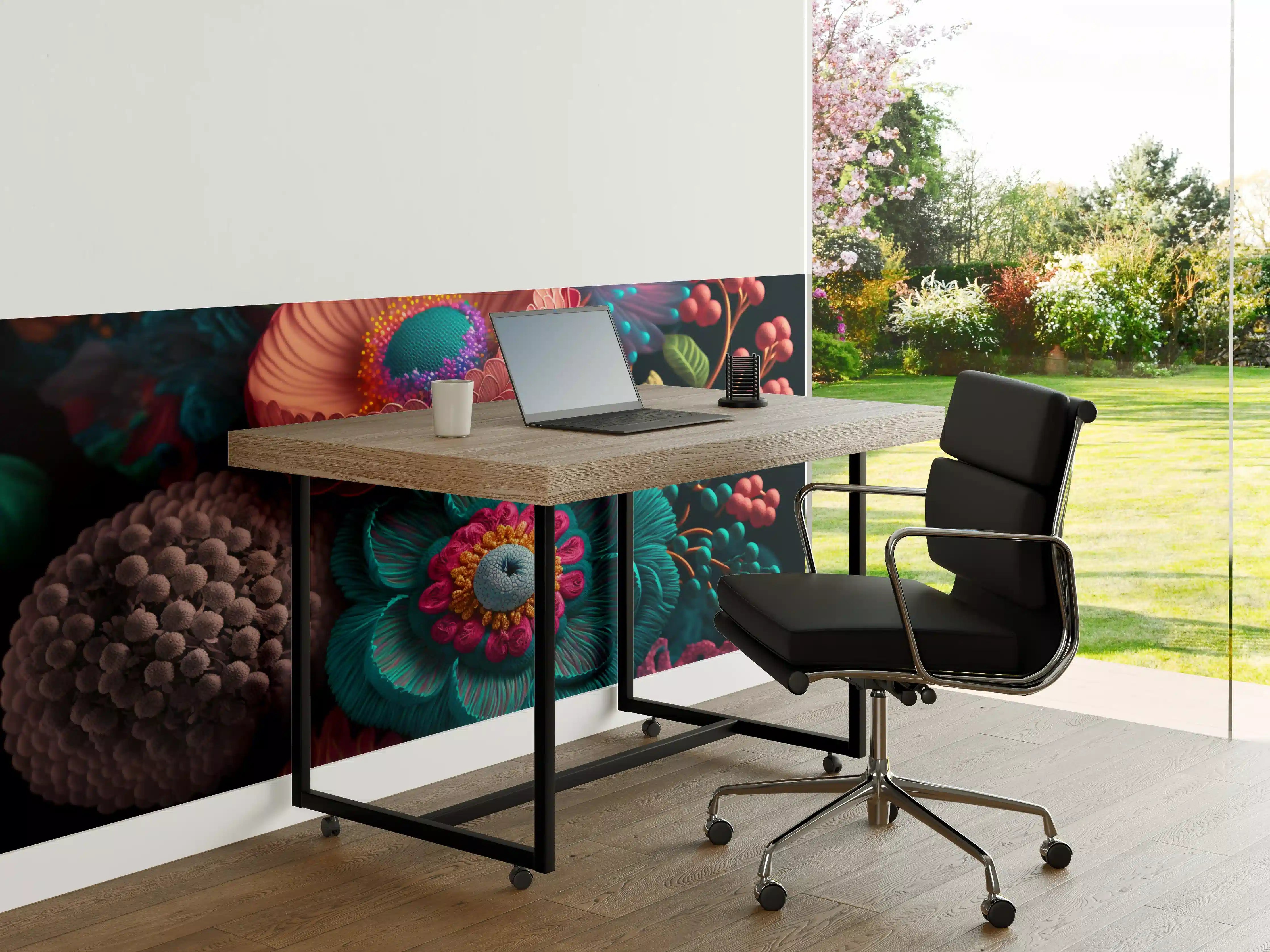 Büro Wandgestaltung - Bunte 3D-Textur Blumenmit lebendigen Farben