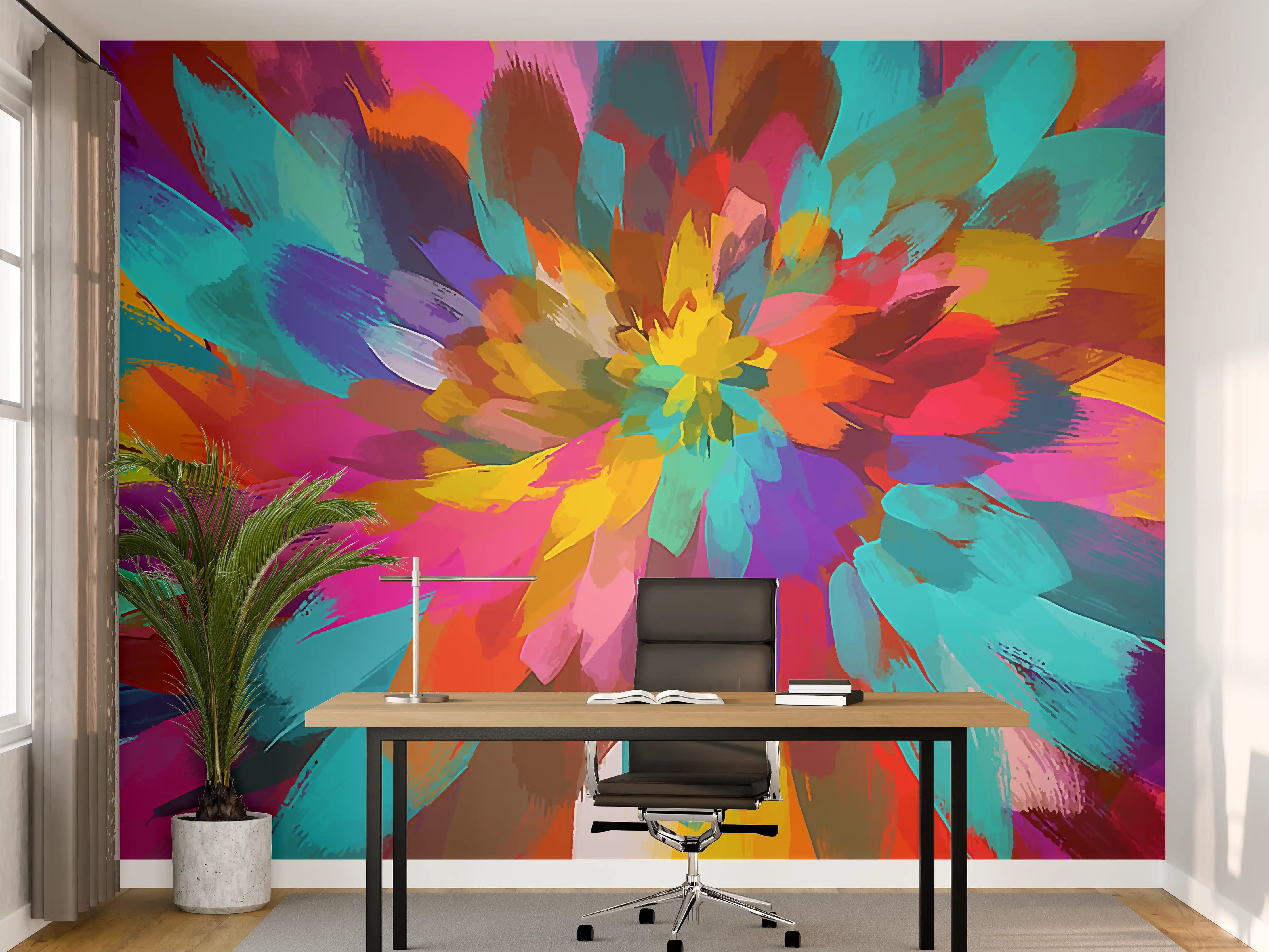 Büro Wandgestaltung - Bunte Abstrakt Blumen Explosion