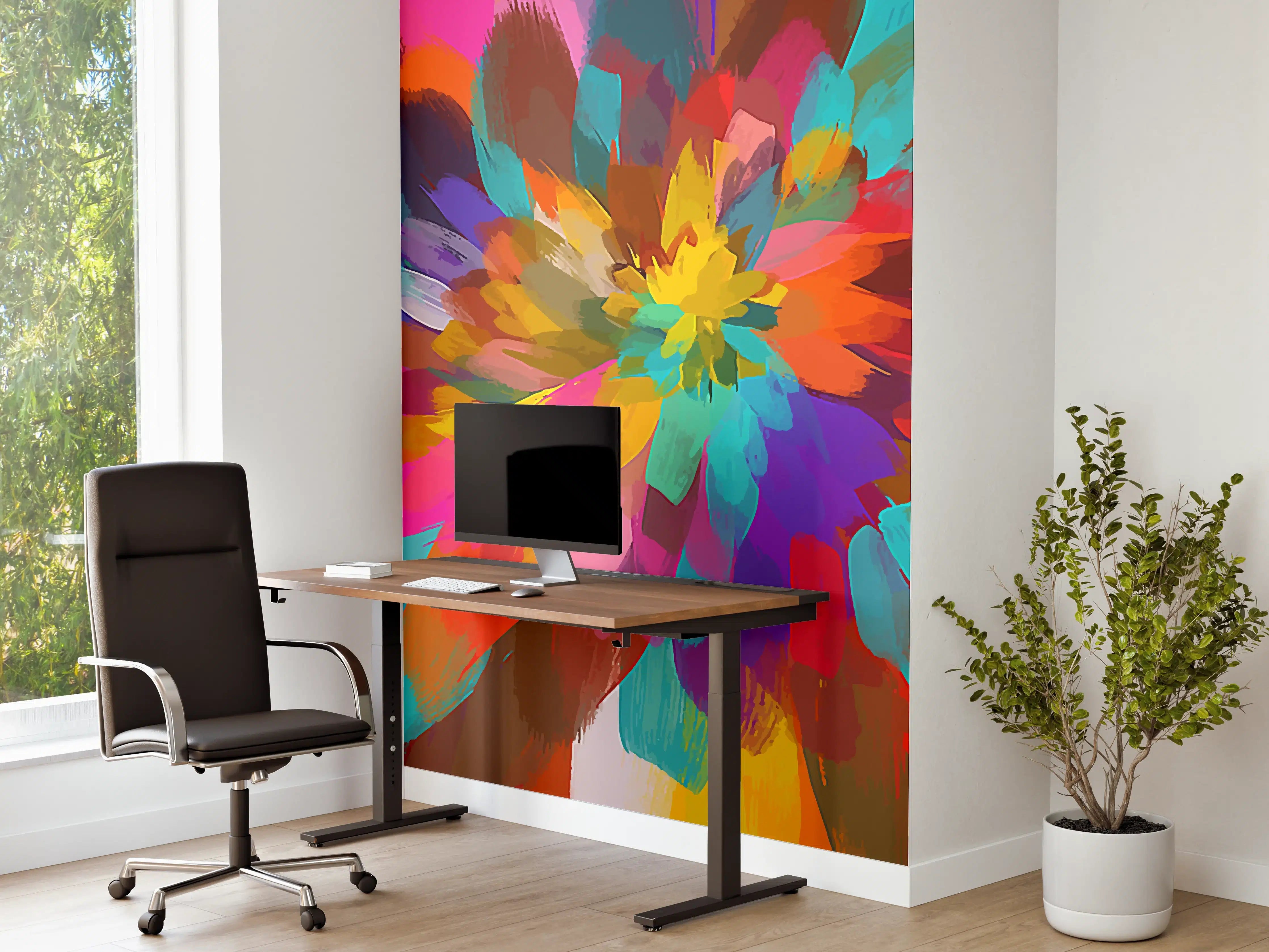 Büro Wandgestaltung - Bunte Abstrakt Blumen Explosion