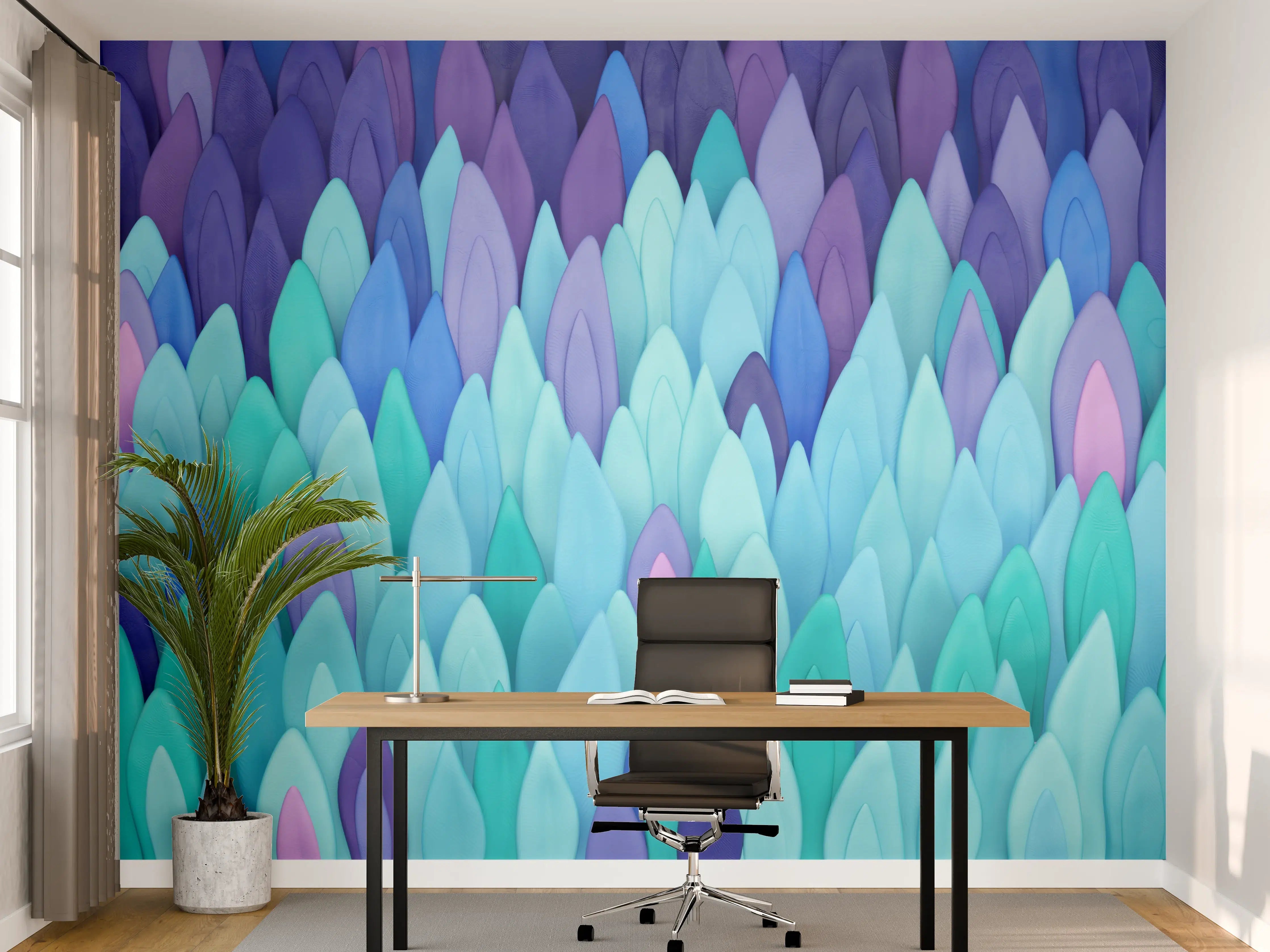 Büro Wandgestaltung - Bunte Abstrakte Muster in Blautönen