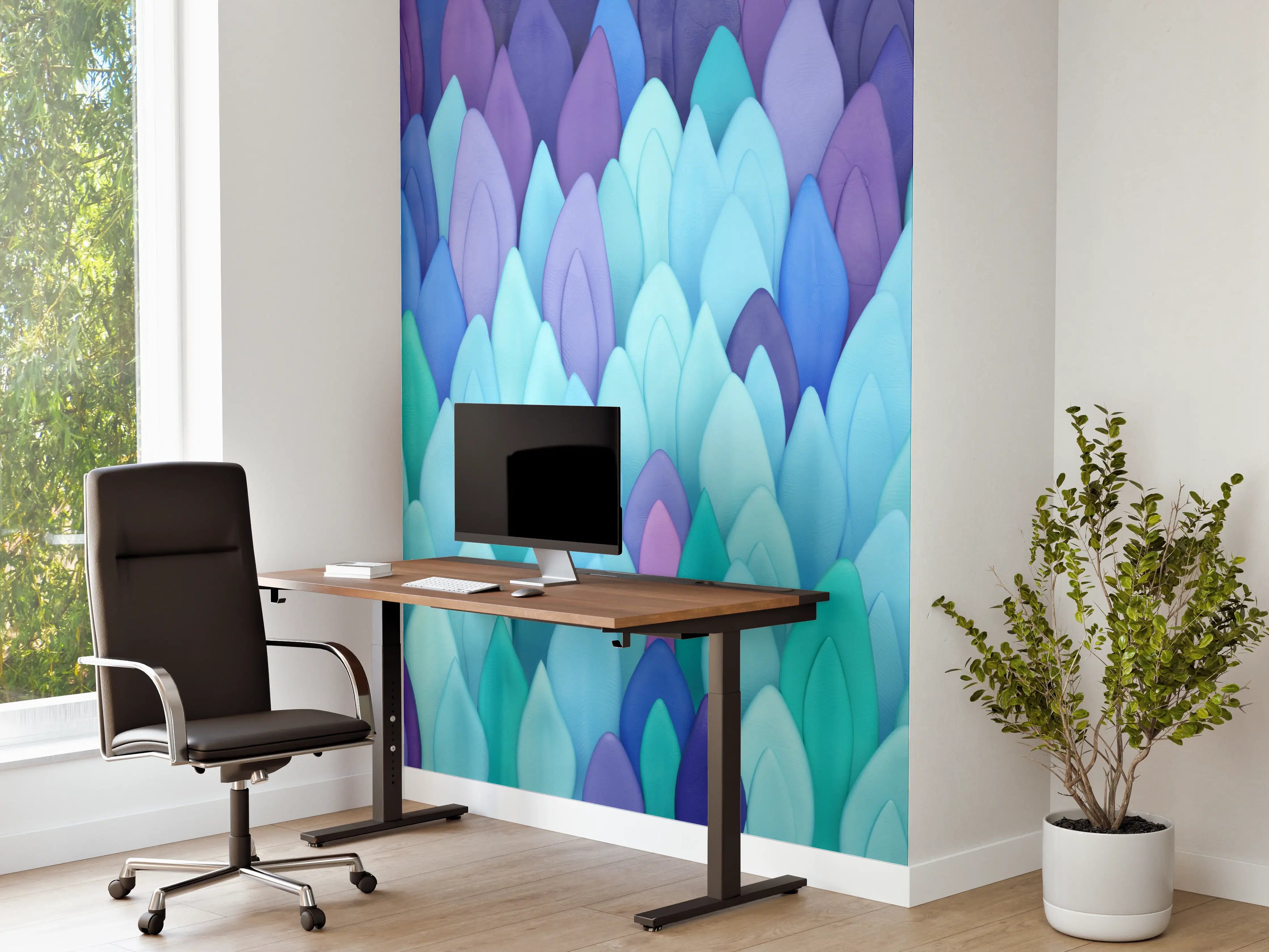 Büro Wandgestaltung - Bunte Abstrakte Muster in Blautönen