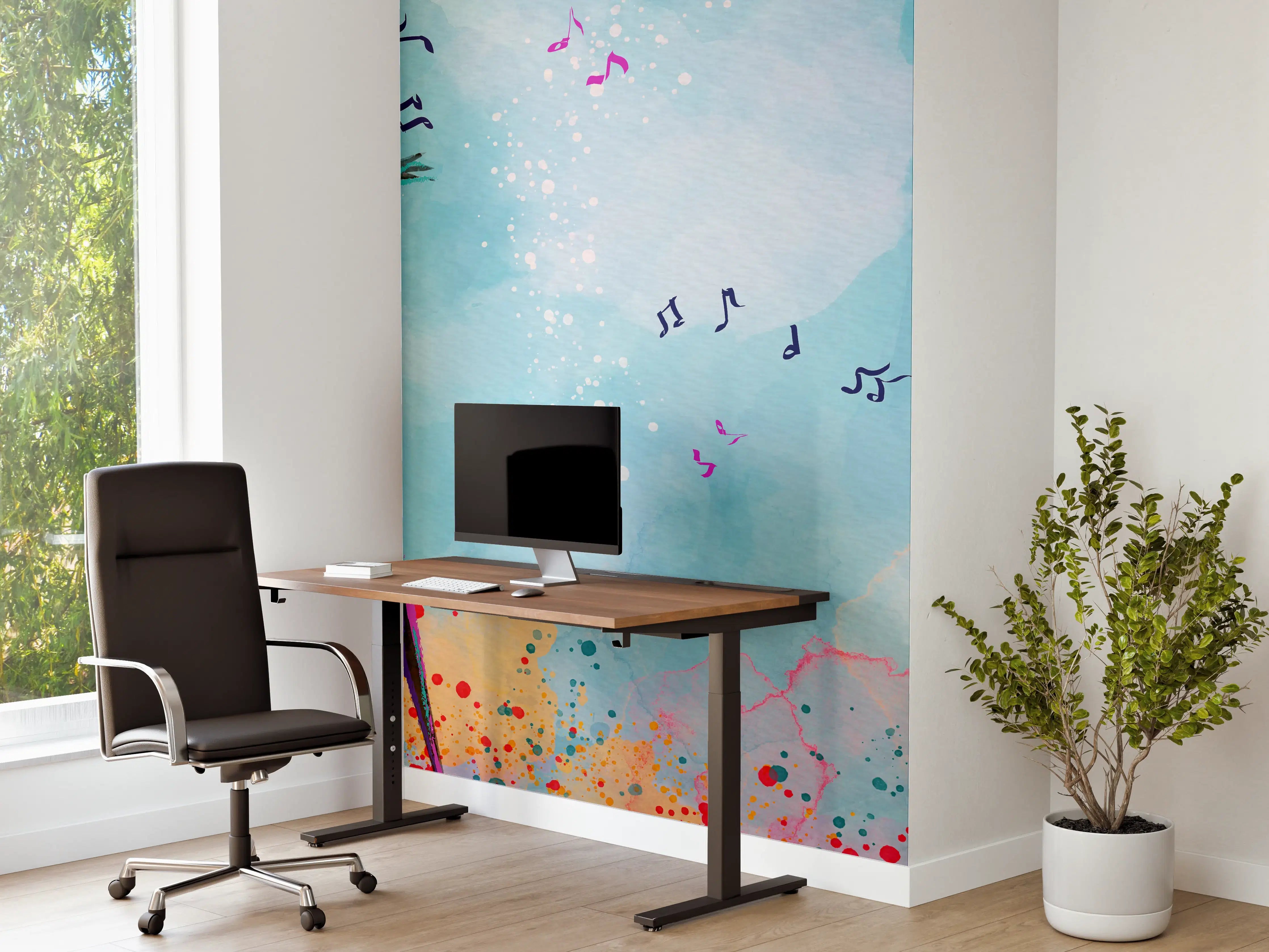 Büro Wandgestaltung - Bunte Aquarell Musikszene