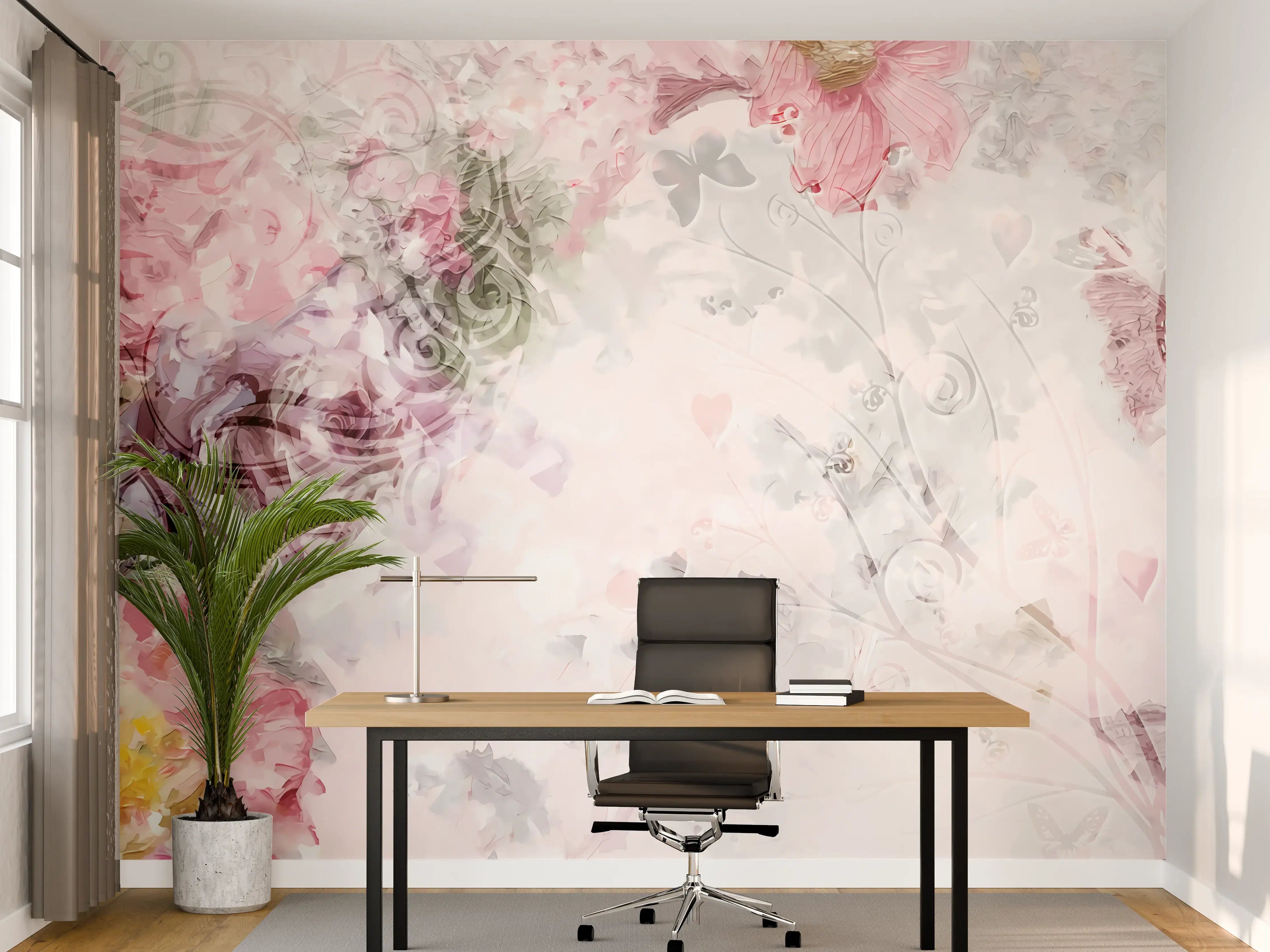 Büro Wandgestaltung - Bunte Blumen - Pastell Farben