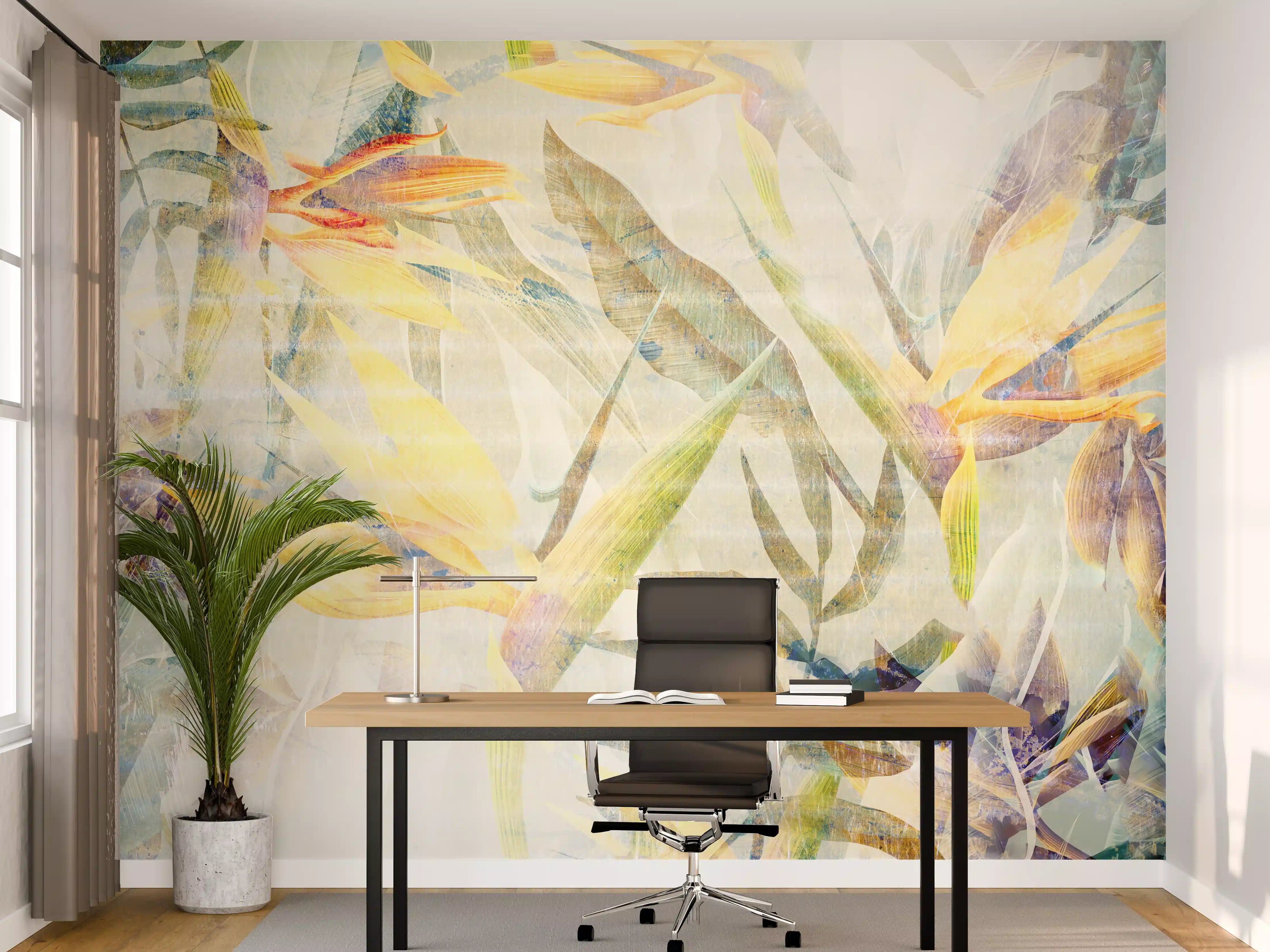 Büro Wandgestaltung - Bunte Blumen - Portait