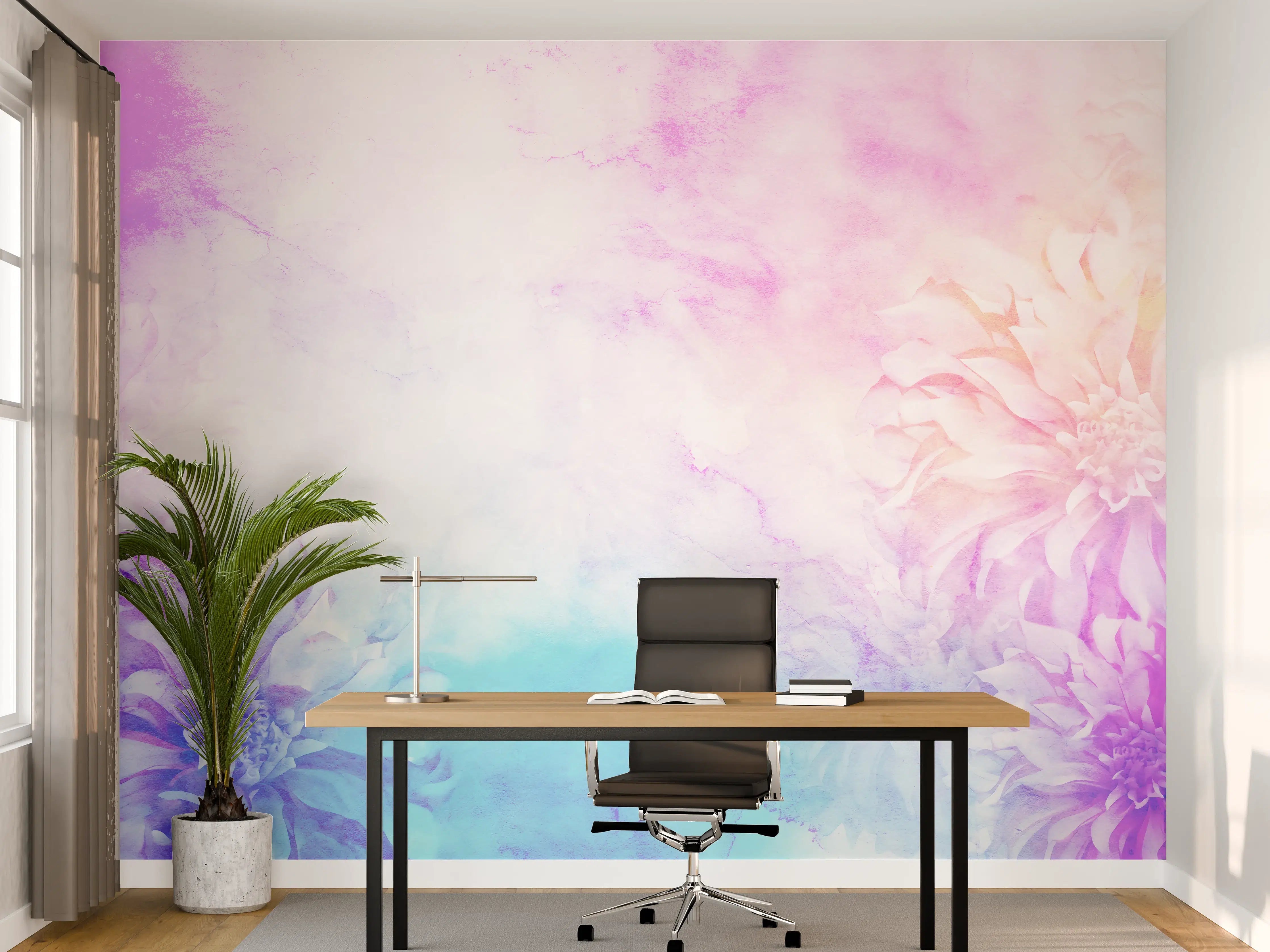 Büro Wandgestaltung - Bunte Blumen - Portrait