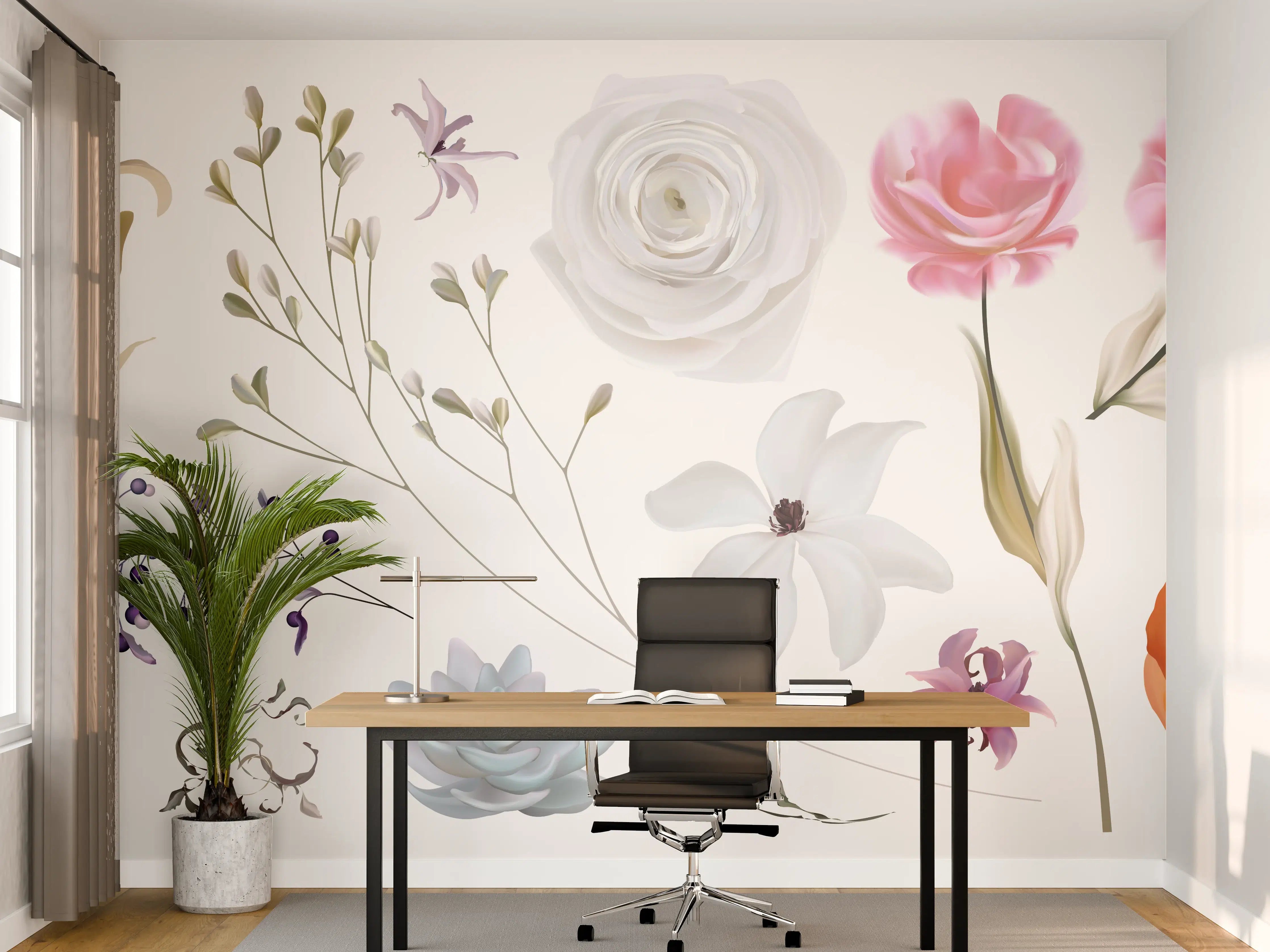 Büro Wandgestaltung - Bunte Blumenillustrationen Set