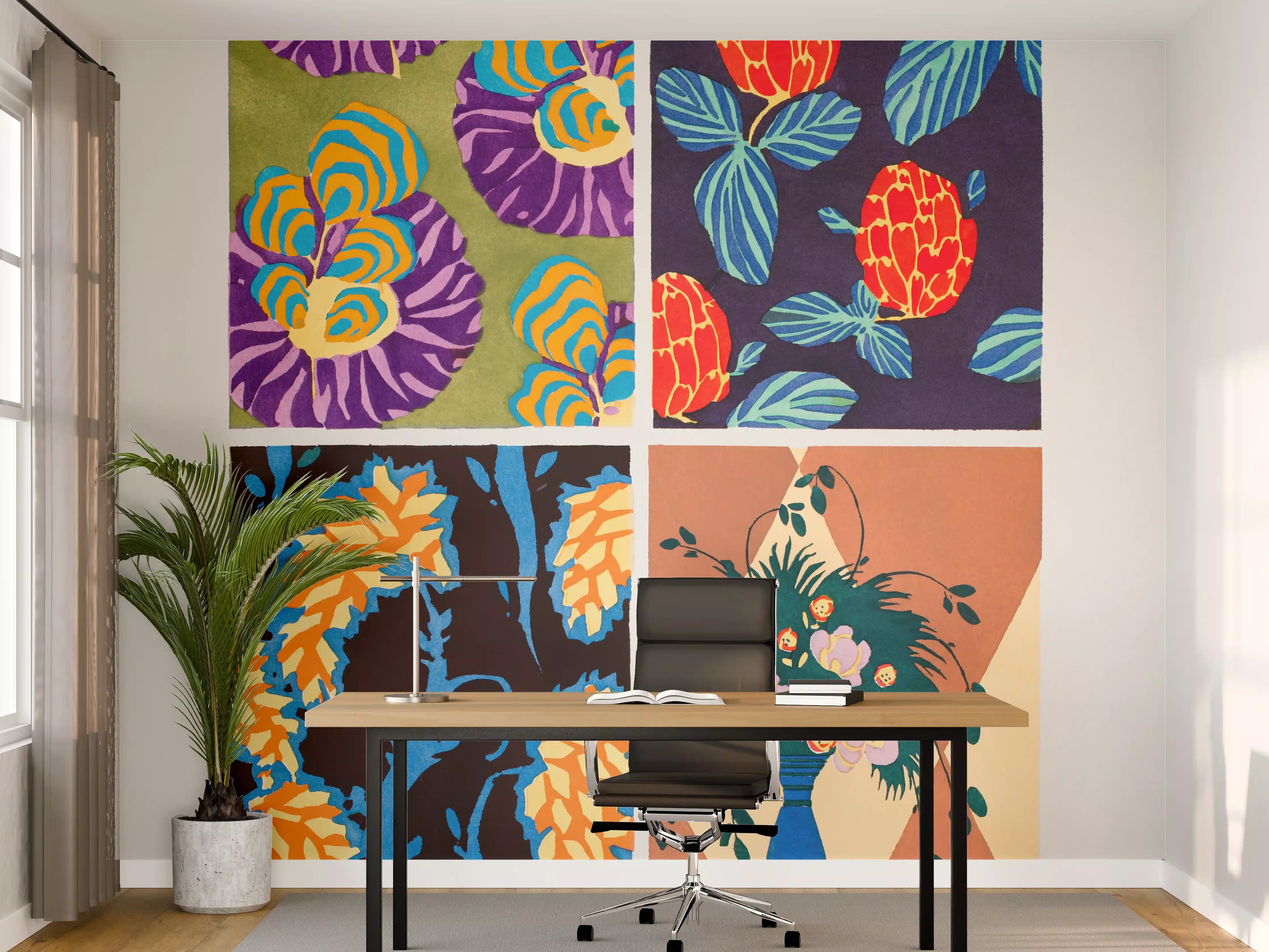 Büro Wandgestaltung - Bunte Blumenmuster