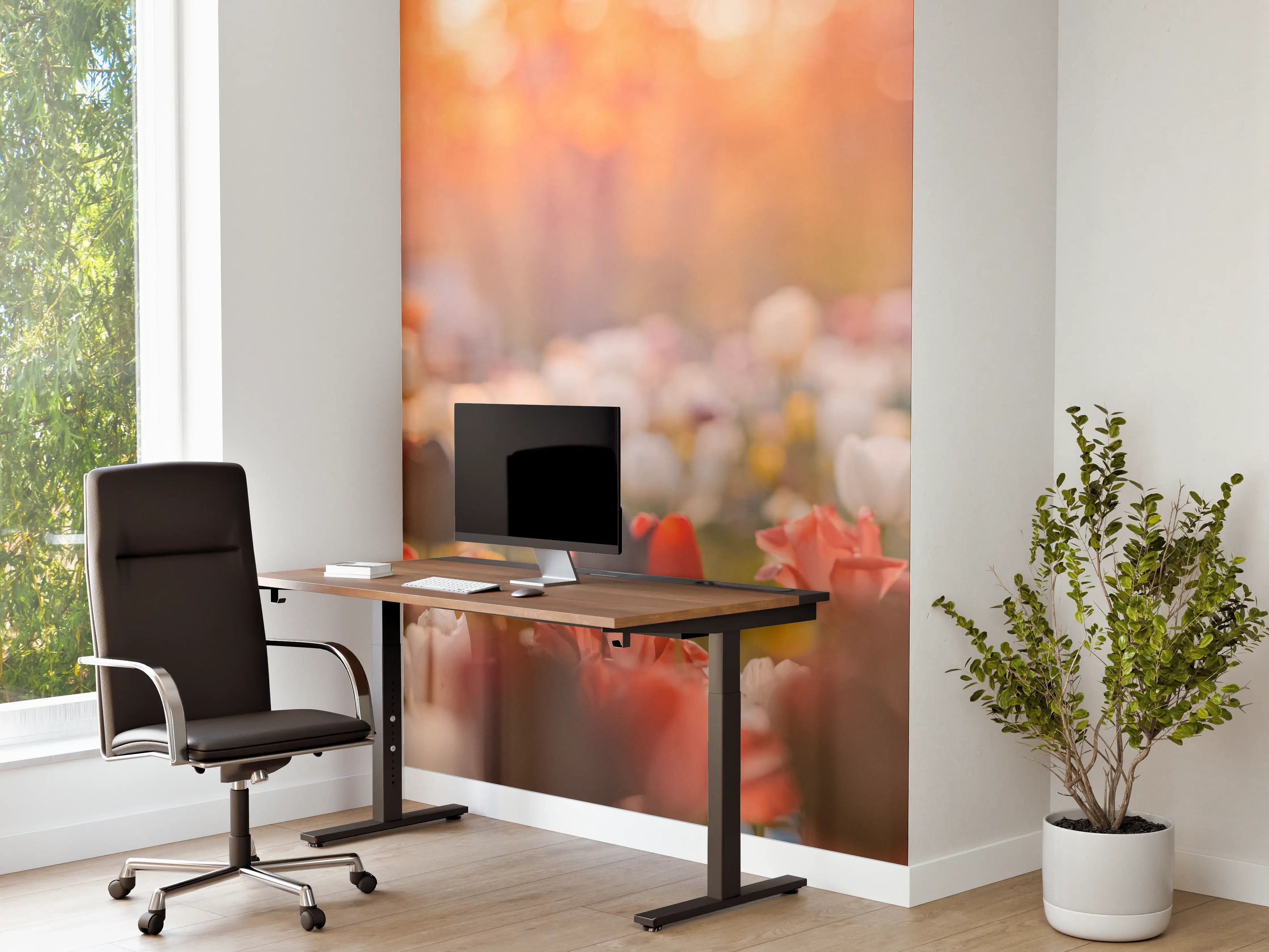 Büro Wandgestaltung - Bunte Blumenwiese mit Tulpen