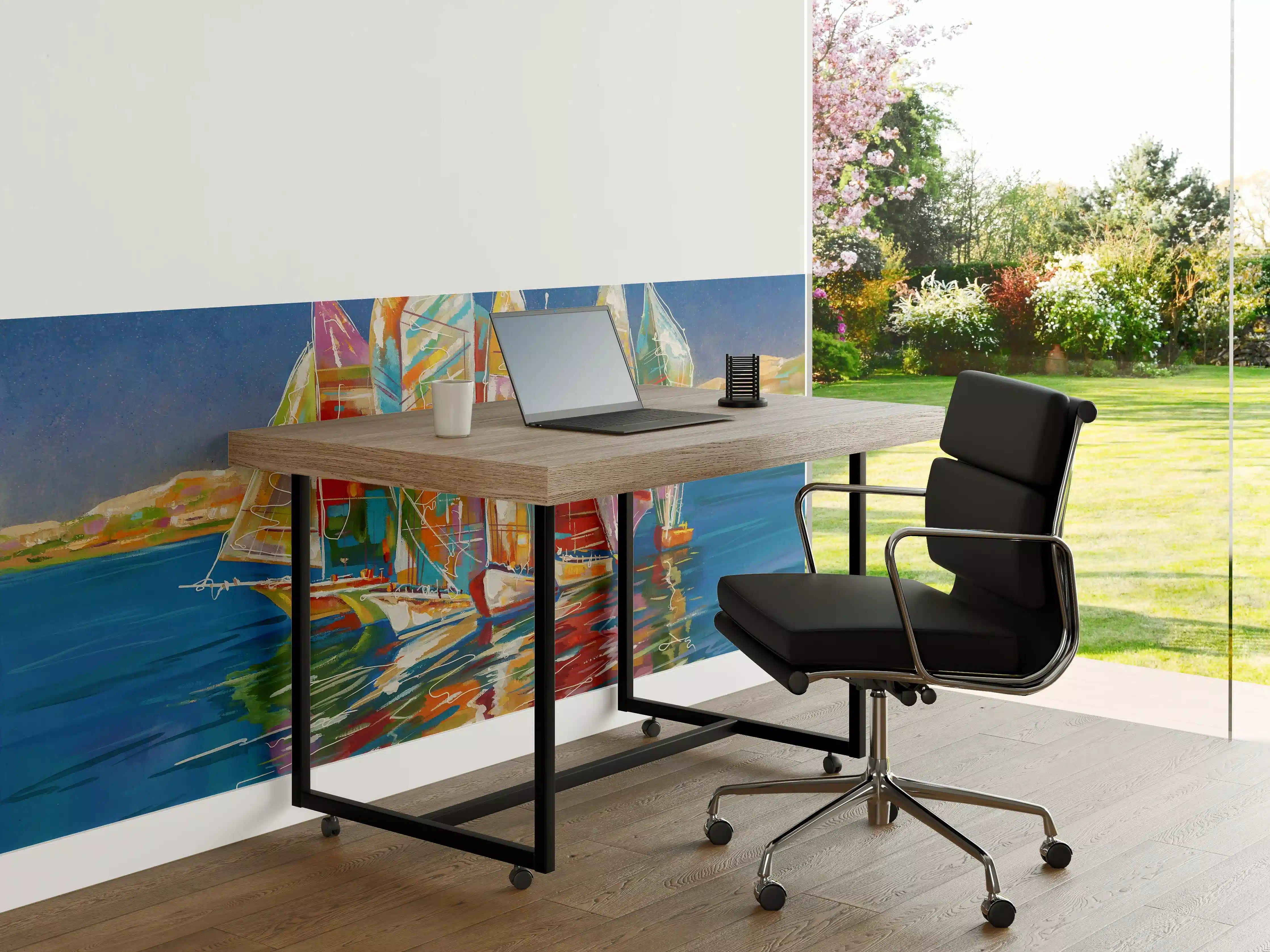 Büro Wandgestaltung - Bunte Boote auf dem Meer - Ölgemälde