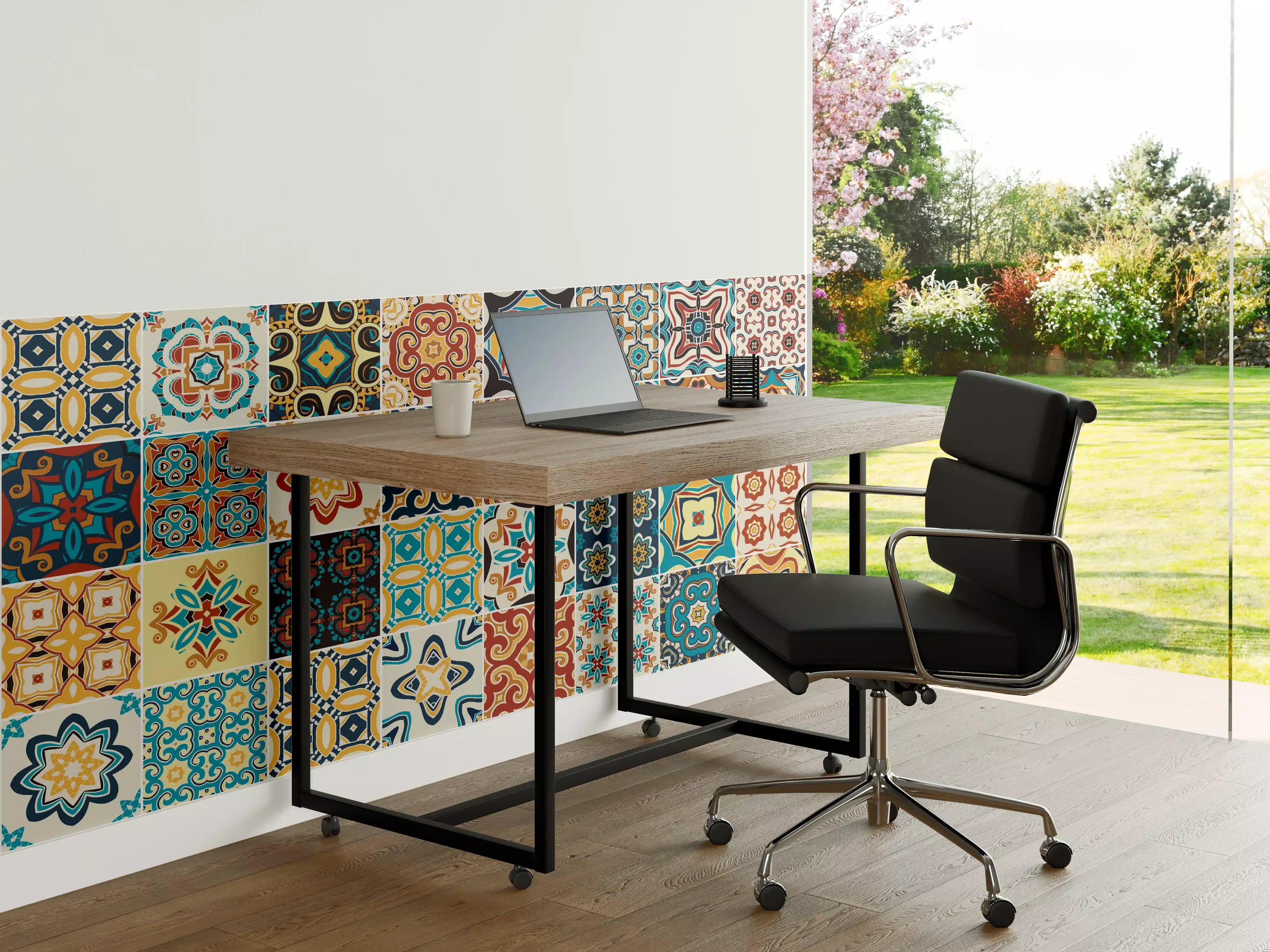 Büro Wandgestaltung - Bunte Fliesenmosaik-Muster